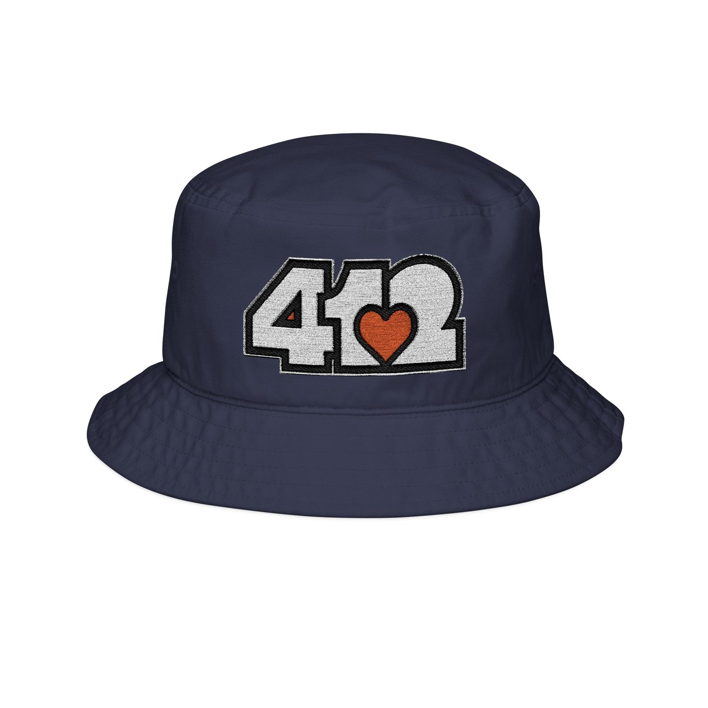 Orange Heart Embroidered Bucket Hat