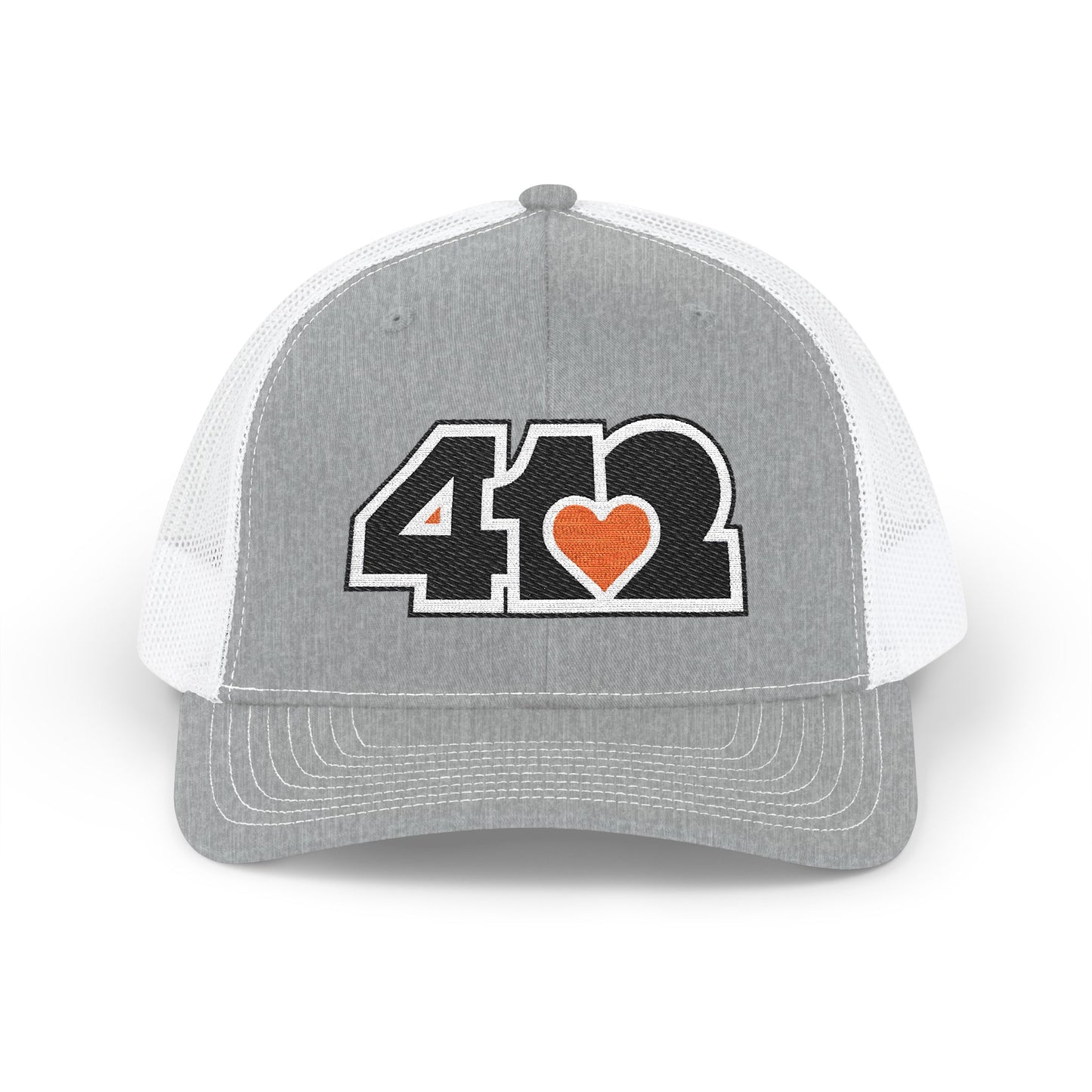 412 Snapback Crown – Embroidered Orange Heart Heart, Black Logo
