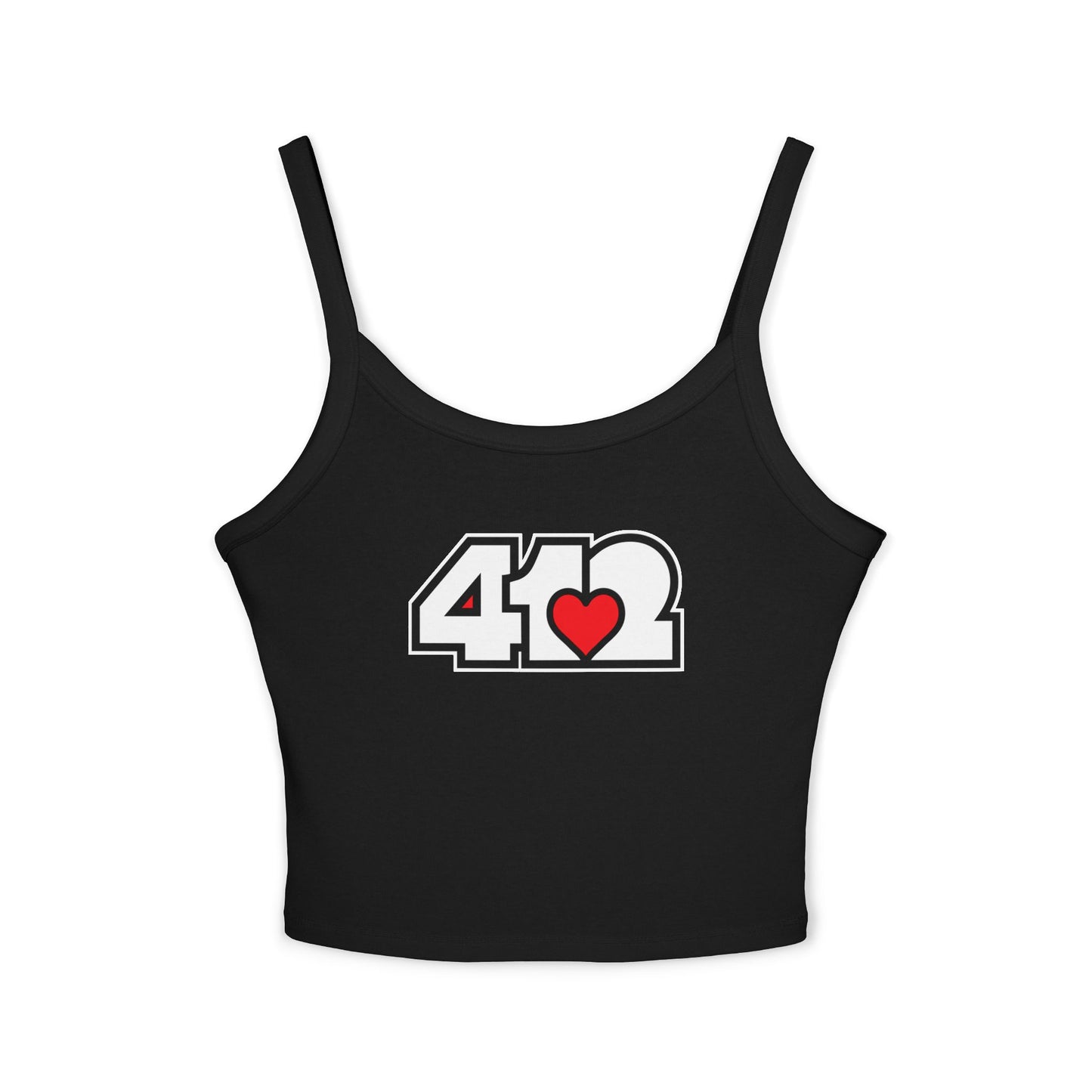 412 Women’s Camisole – Red Heart, White Logo