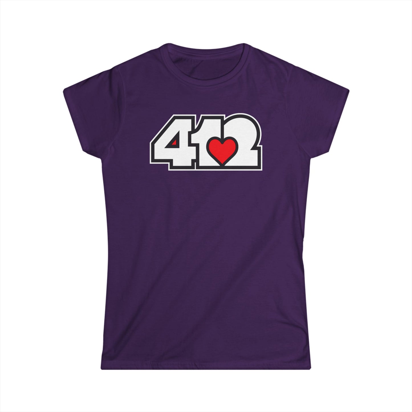 412 Women's Softstyle Tee - Red Heart, White Logo