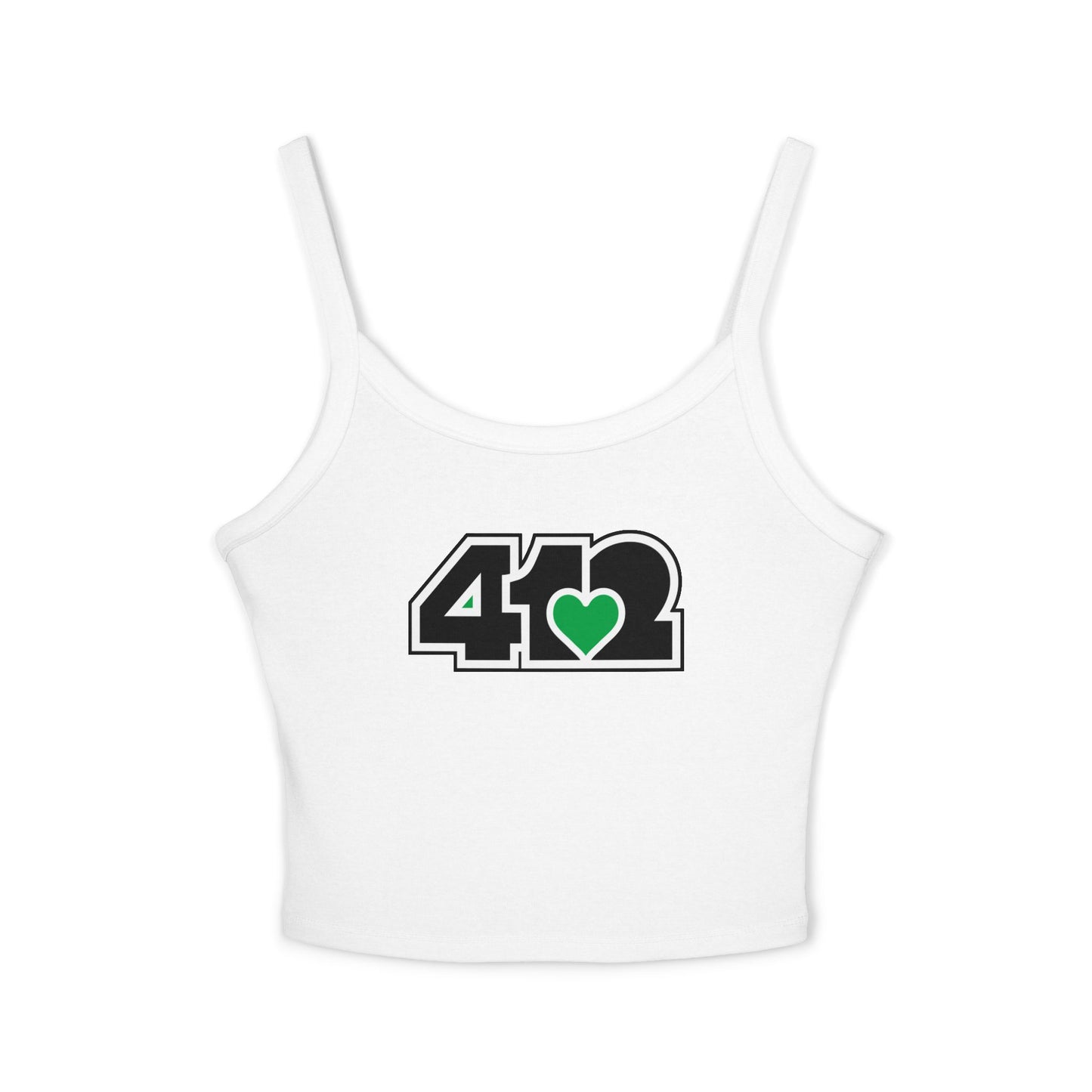412 Women’s Camisole – Green Heart, Black Logo
