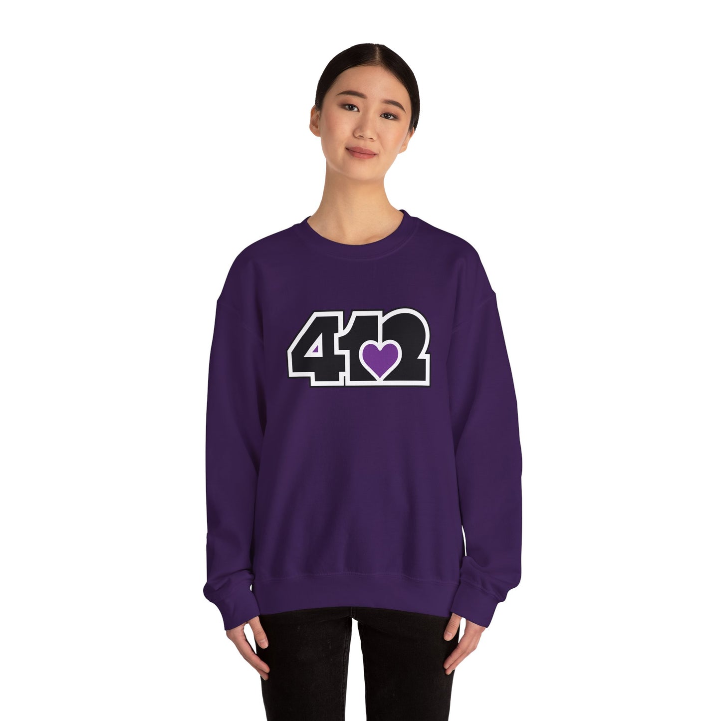 412 Crew Neck Sweatshirt - Purple Heart, Black Logo