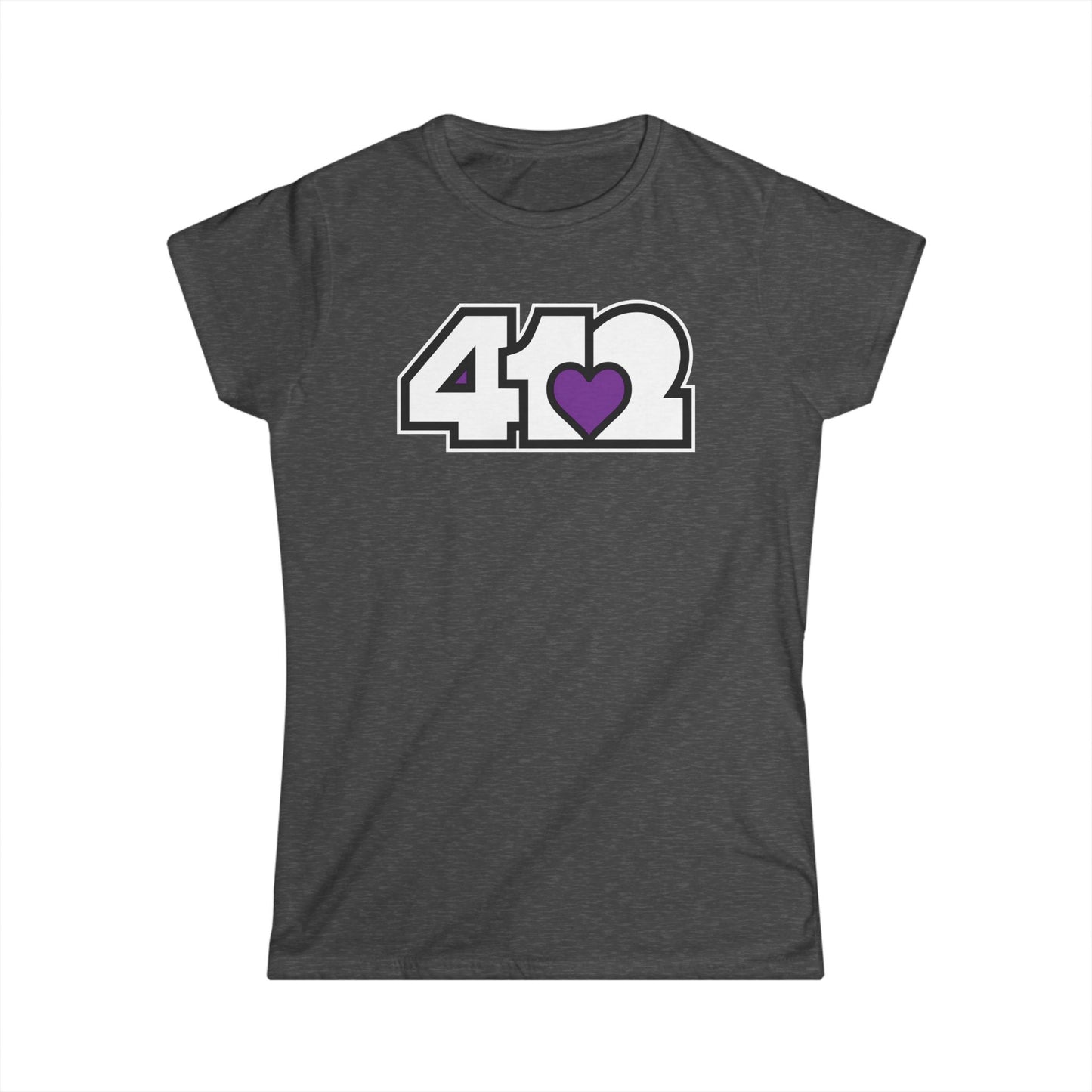 412 Women's Softstyle Tee - Purple Heart, White Logo