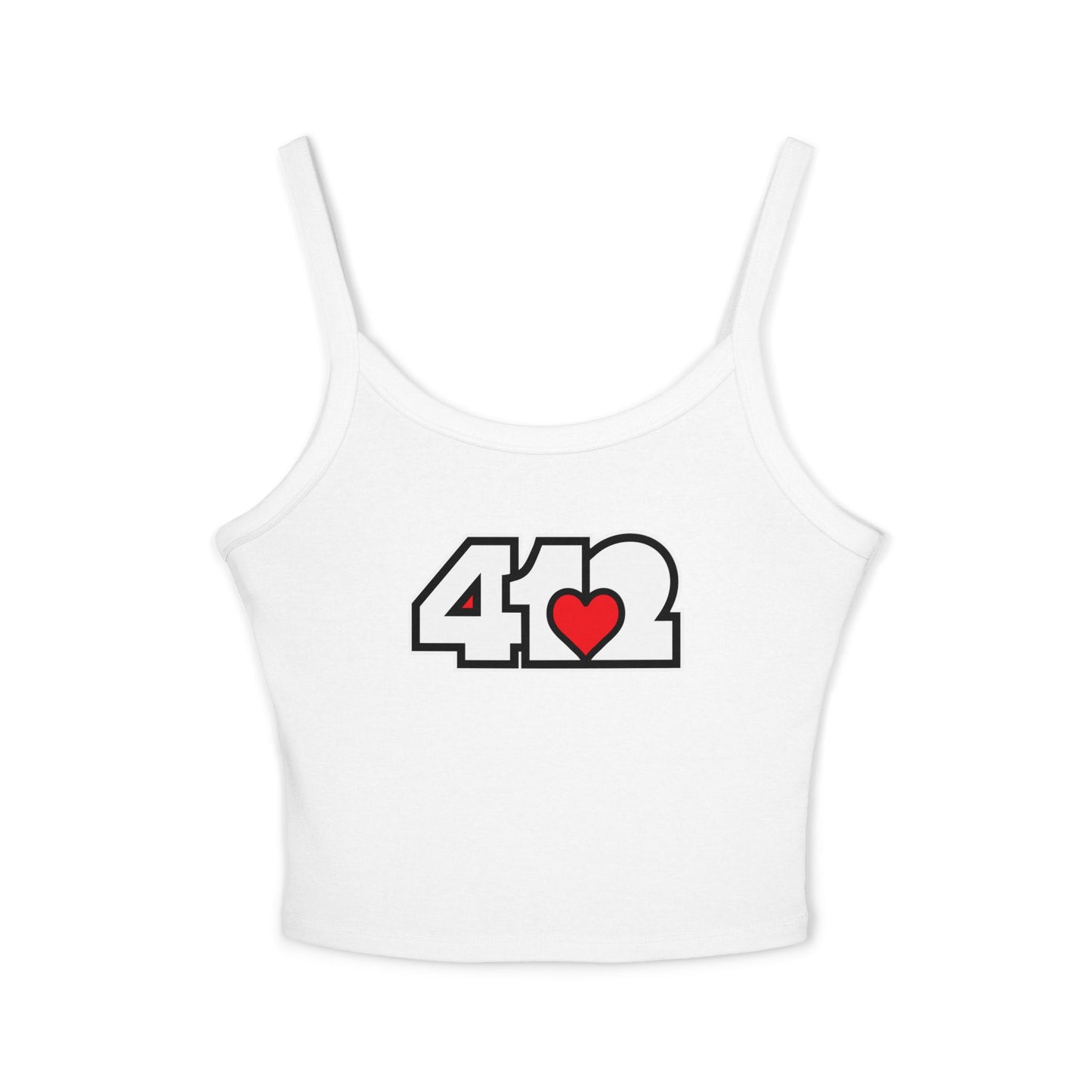 412 Women’s Camisole – Red Heart, White Logo