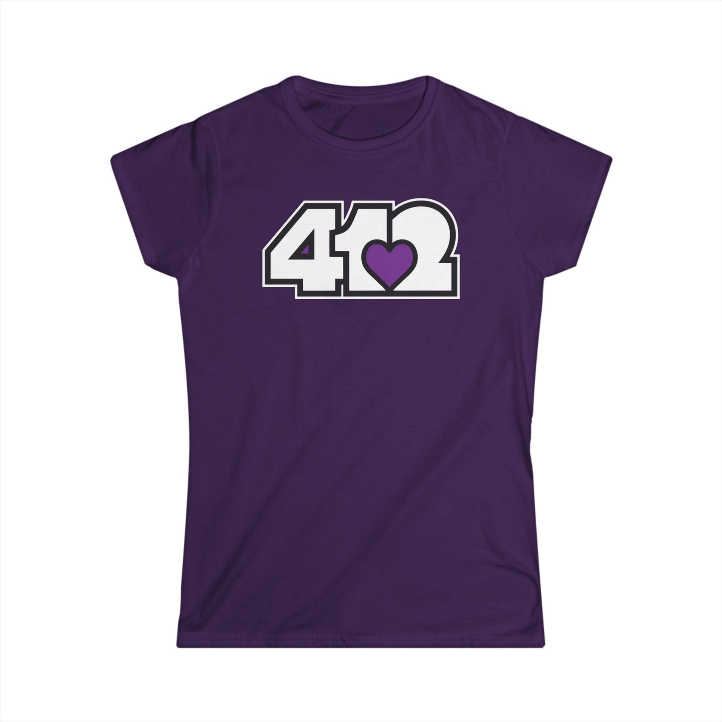 412 Women's Softstyle Tee - Purple Heart, White Logo
