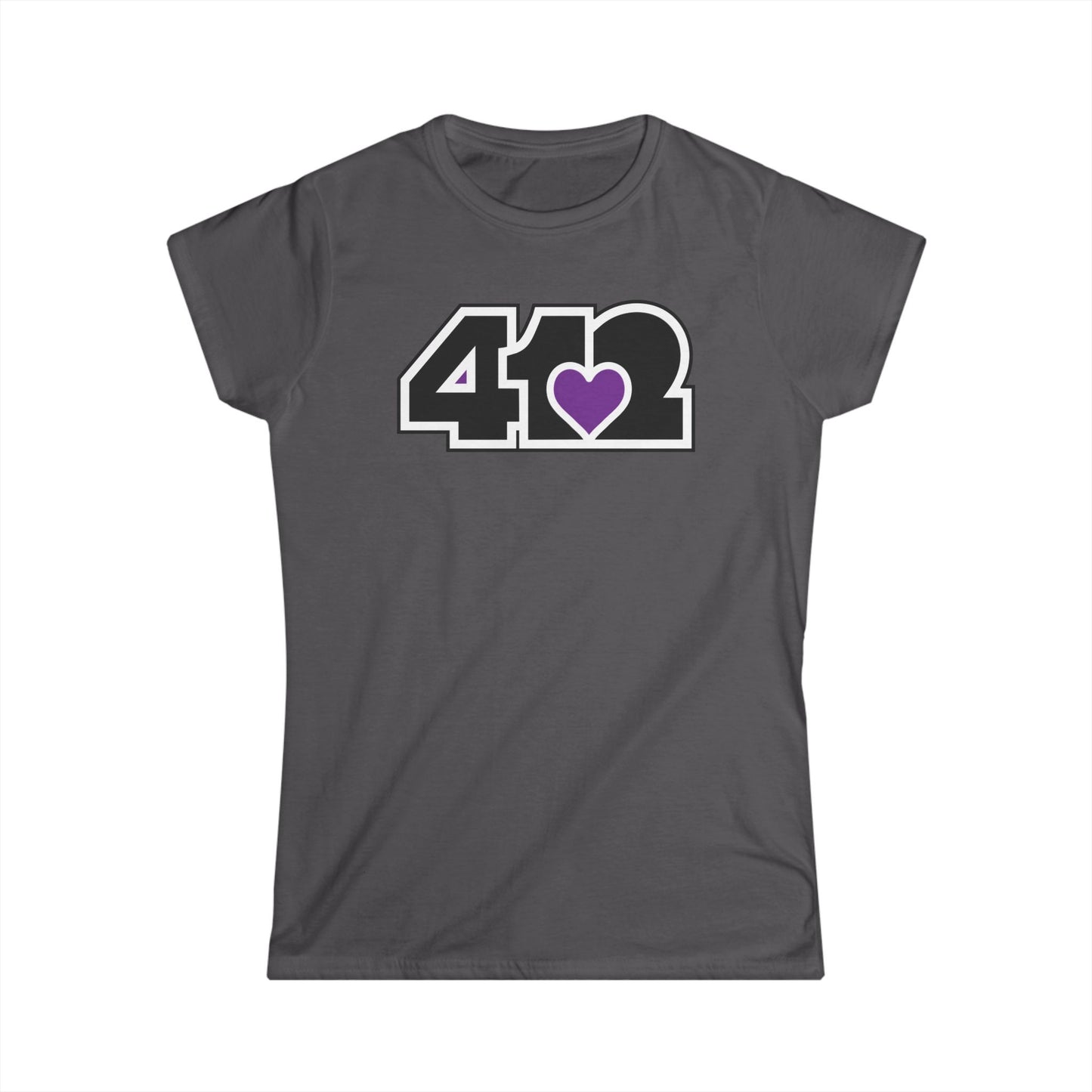 412 Women's Softstyle Tee - Purple Heart, Black Logo