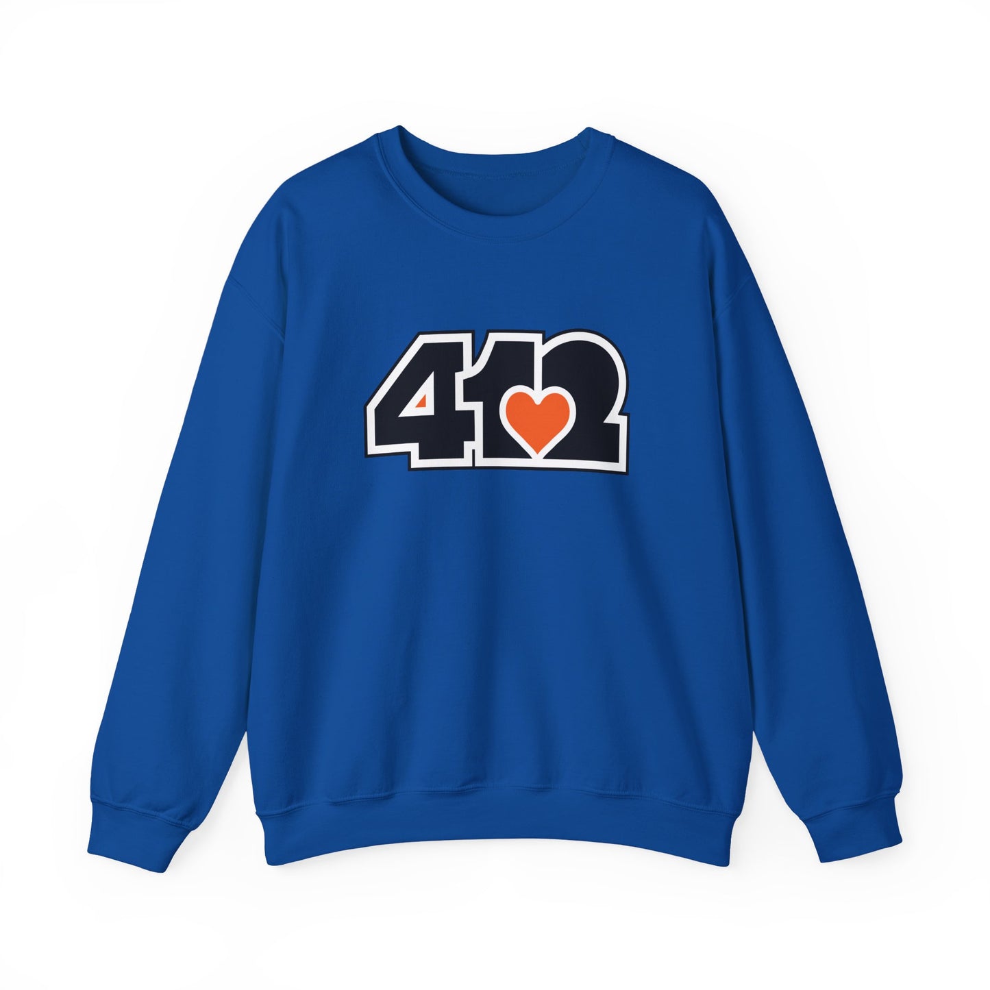 412 Crew Neck Sweatshirt - Orange Heart, Black Logo