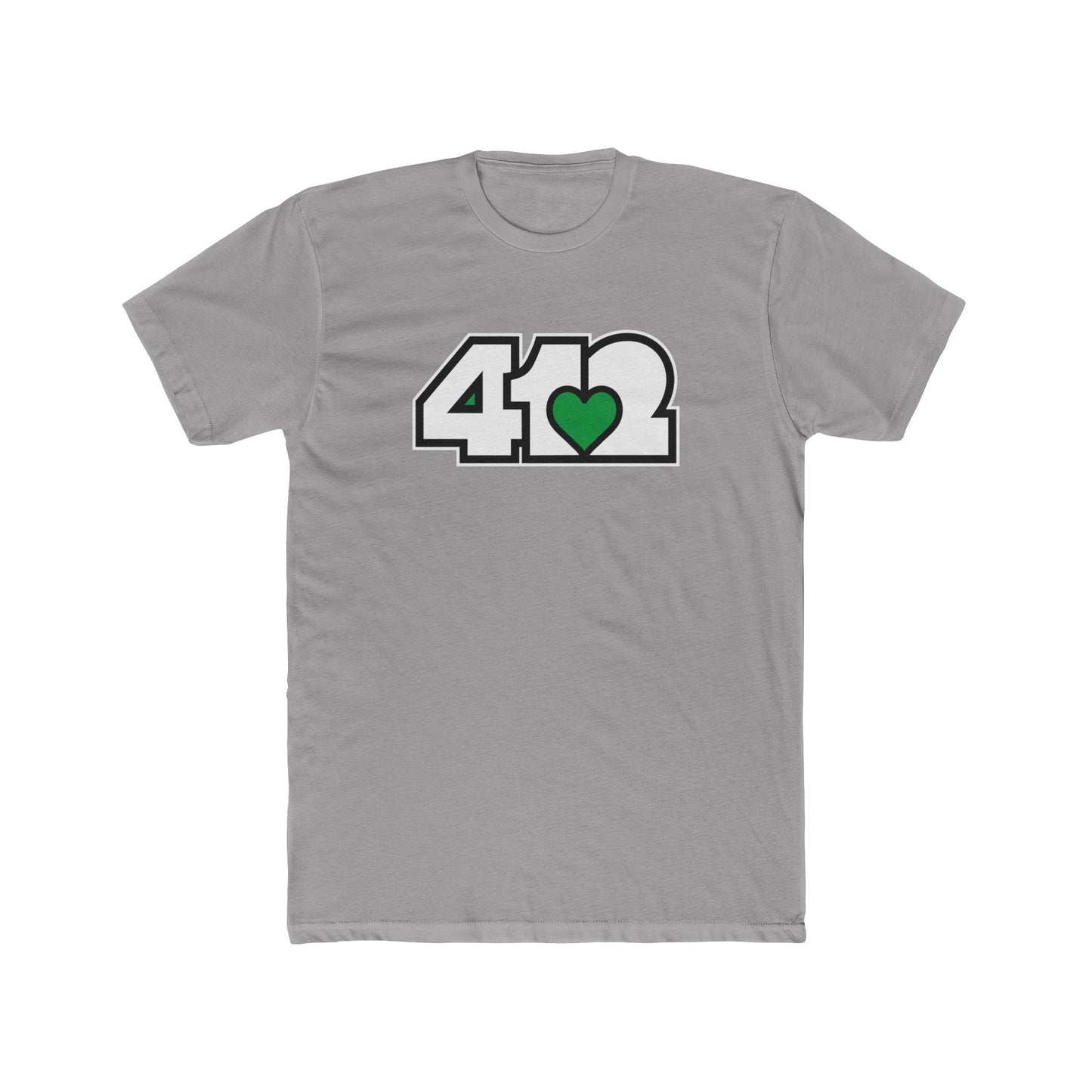 412 Contoured Fit Tee - Green Heart, White Logo
