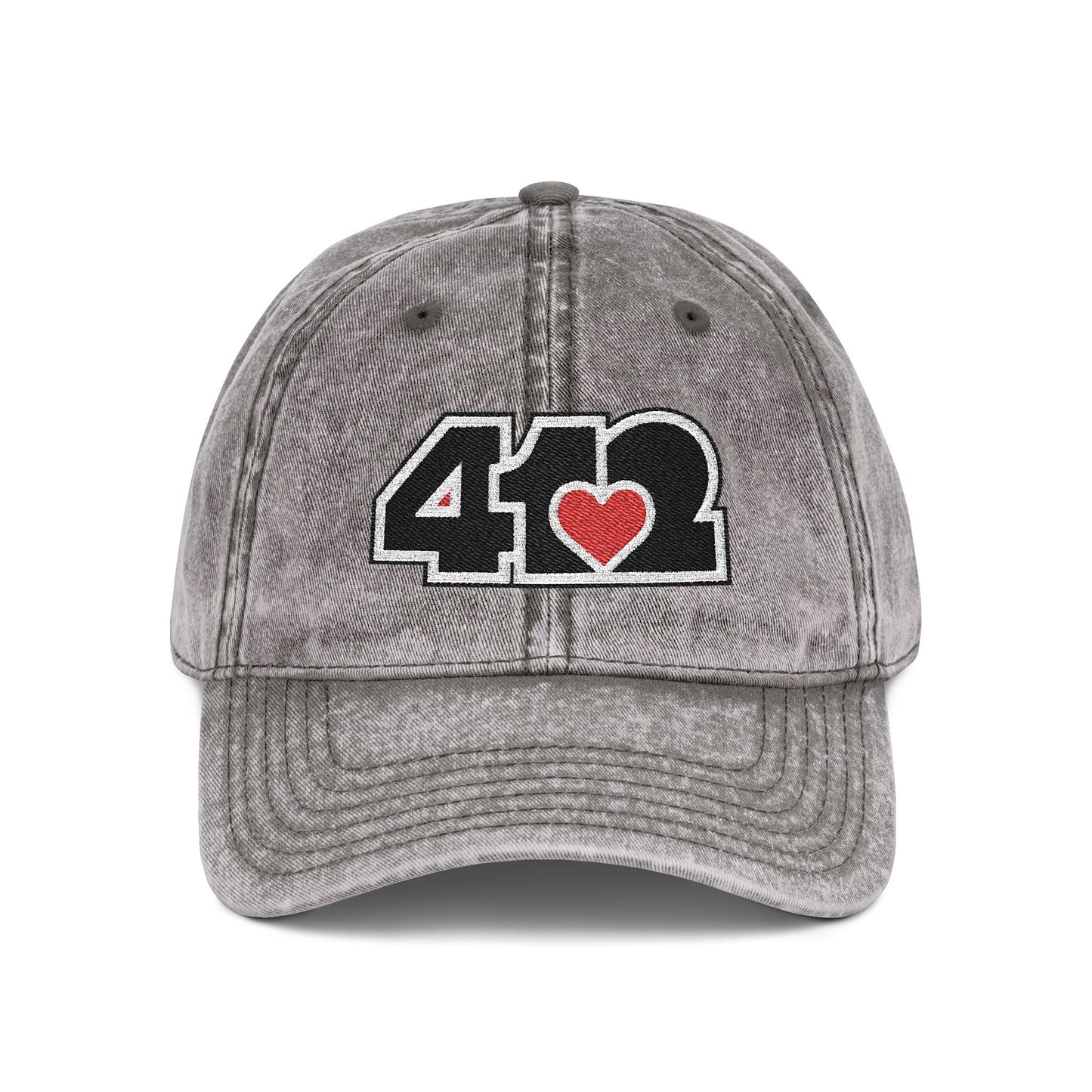 412 Vintage Crown – Embroidered Red Heart, Black Logo