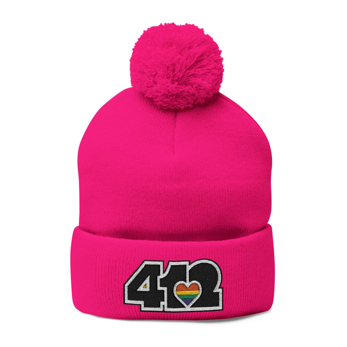 412 Bobble Crown - Embroidered Rainbow Heart, Black Logo