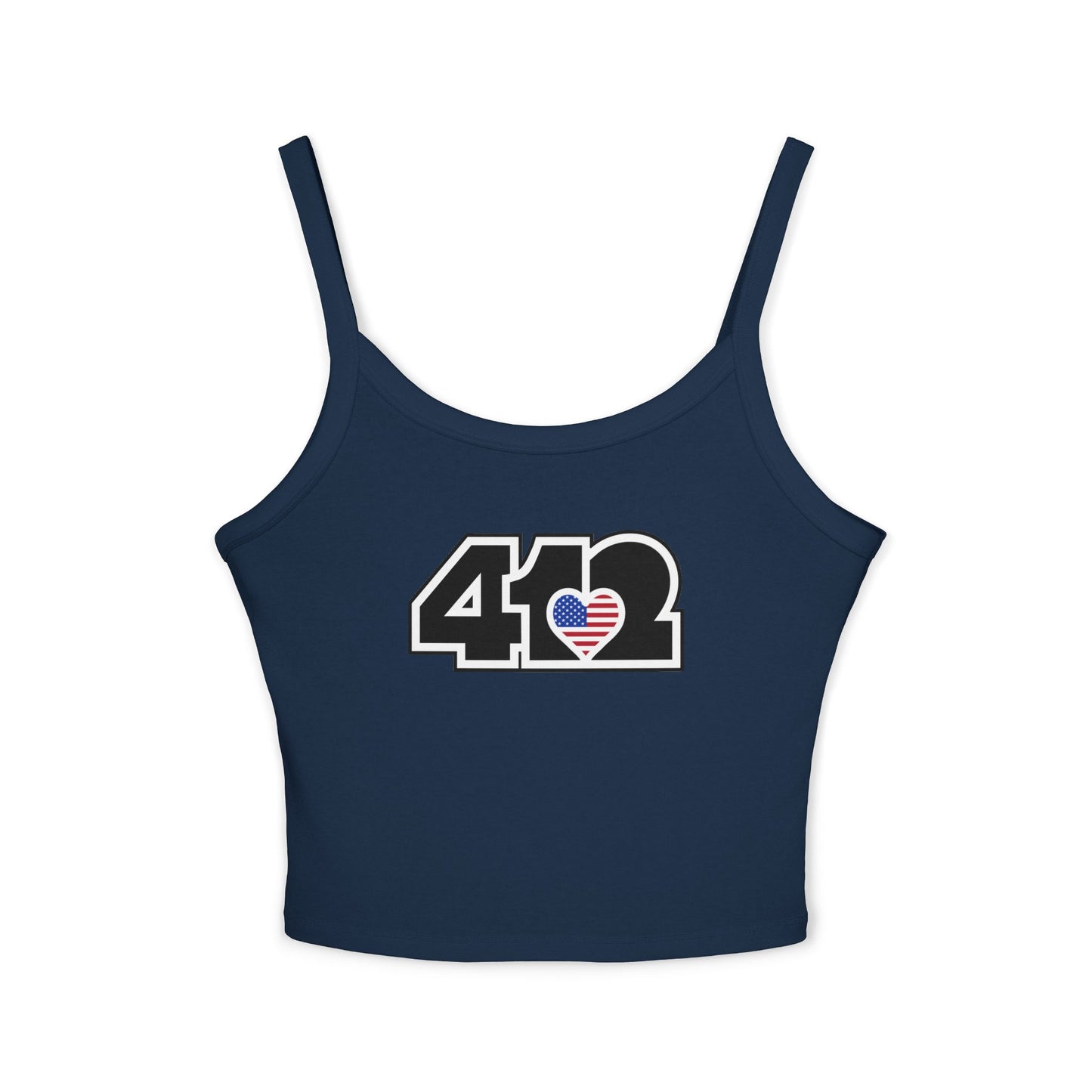 412 Women’s Camisole – Stars & Stripes Heart, Black Logo