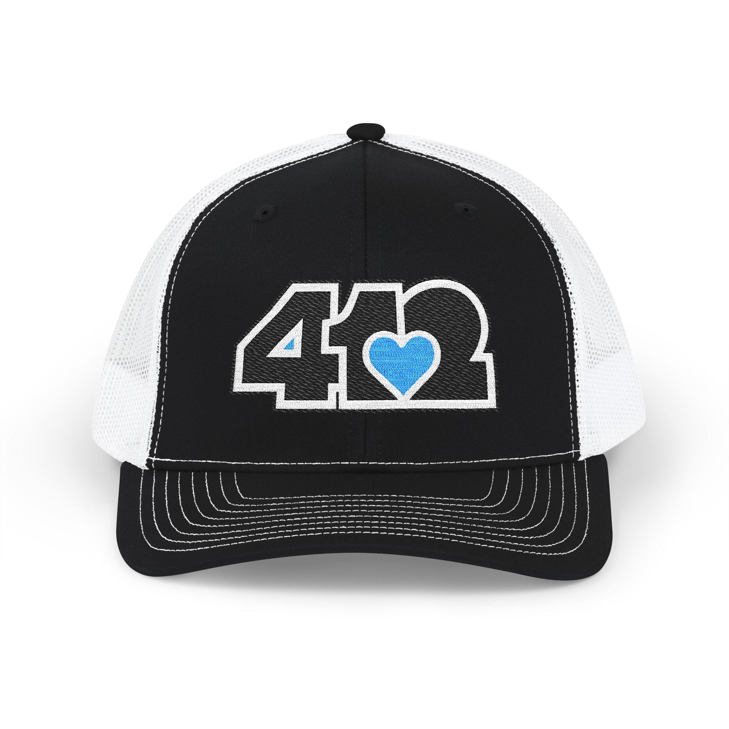 412 Snapback Crown – Embroidered Blue Heart Heart, Black Logo