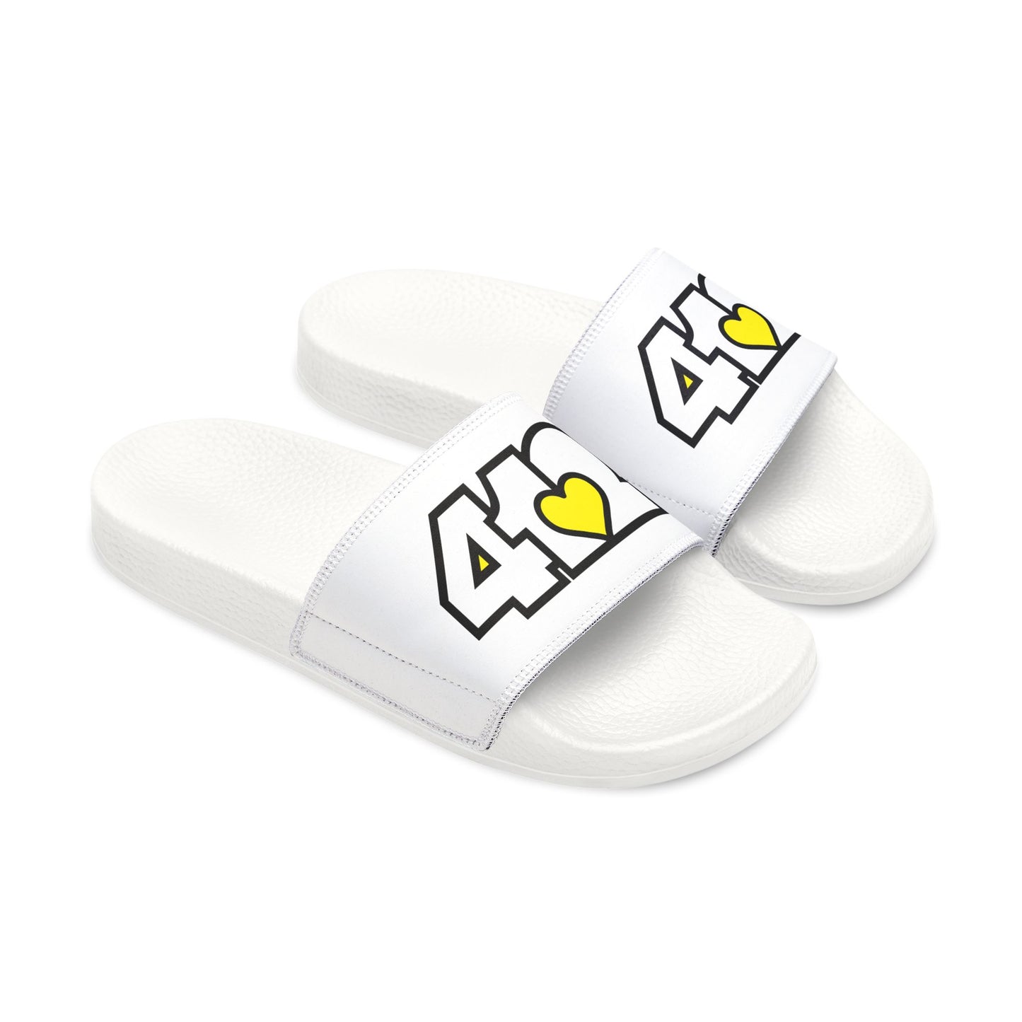 412 Men's Slides - Yellow Heart, White Logo