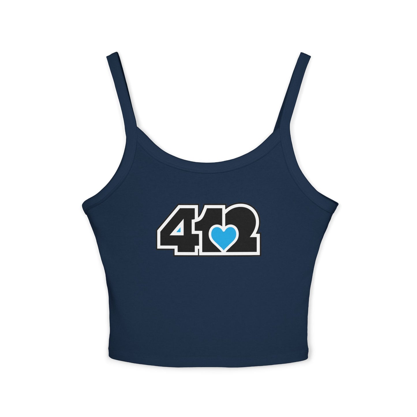 412 Women’s Camisole – Blue Heart, Black Logo