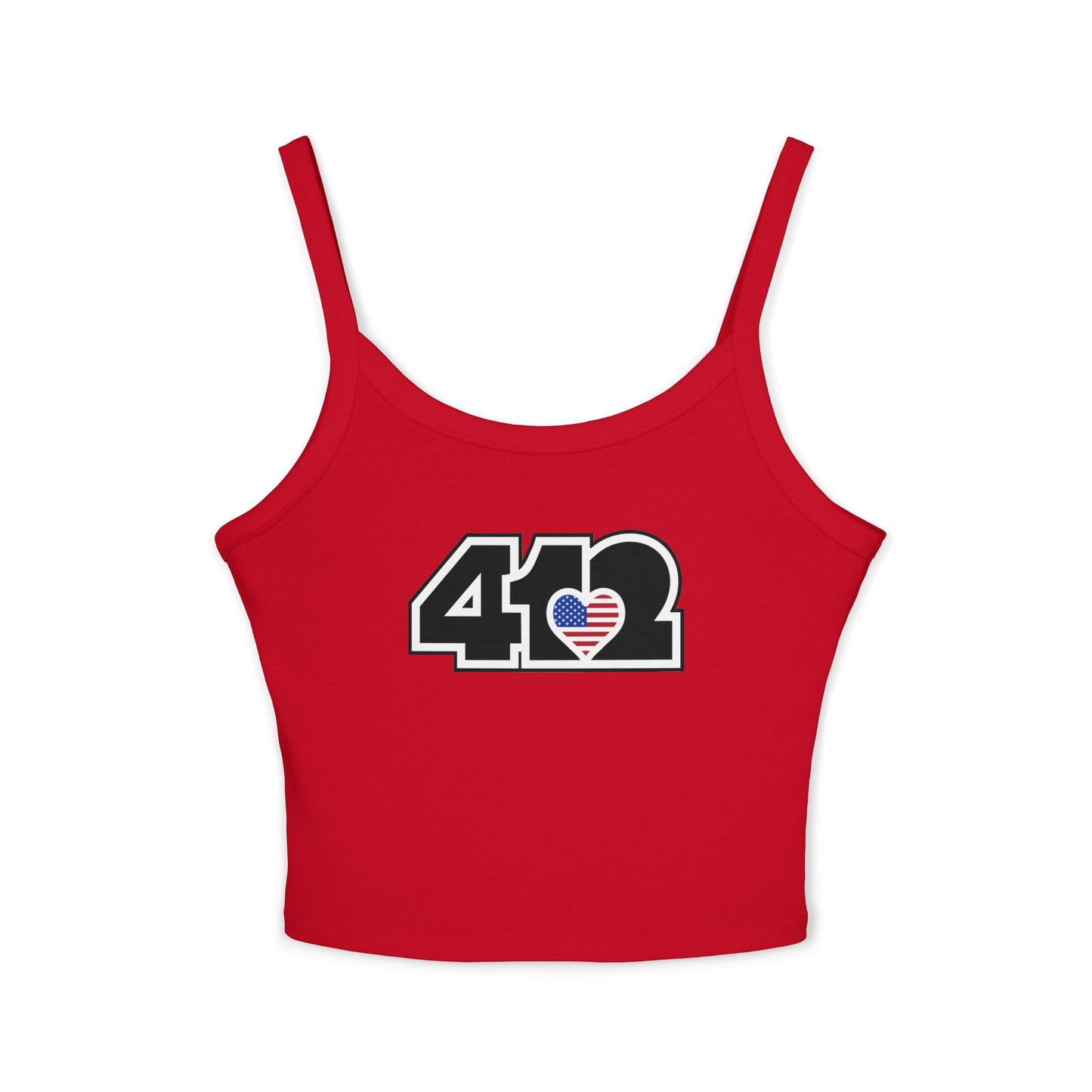 412 Women’s Camisole – Stars & Stripes Heart, Black Logo