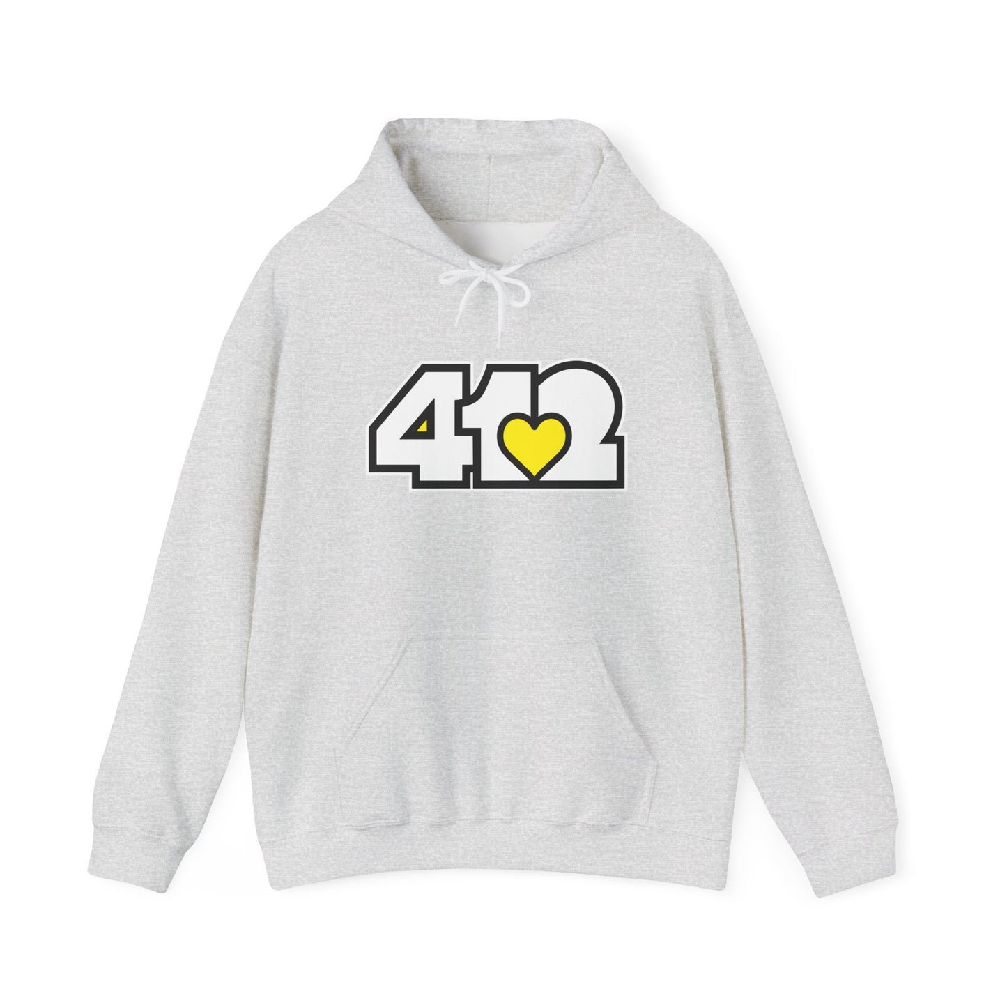 412 Classic Fit Adult Hoodie - Yellow Heart, White Logo