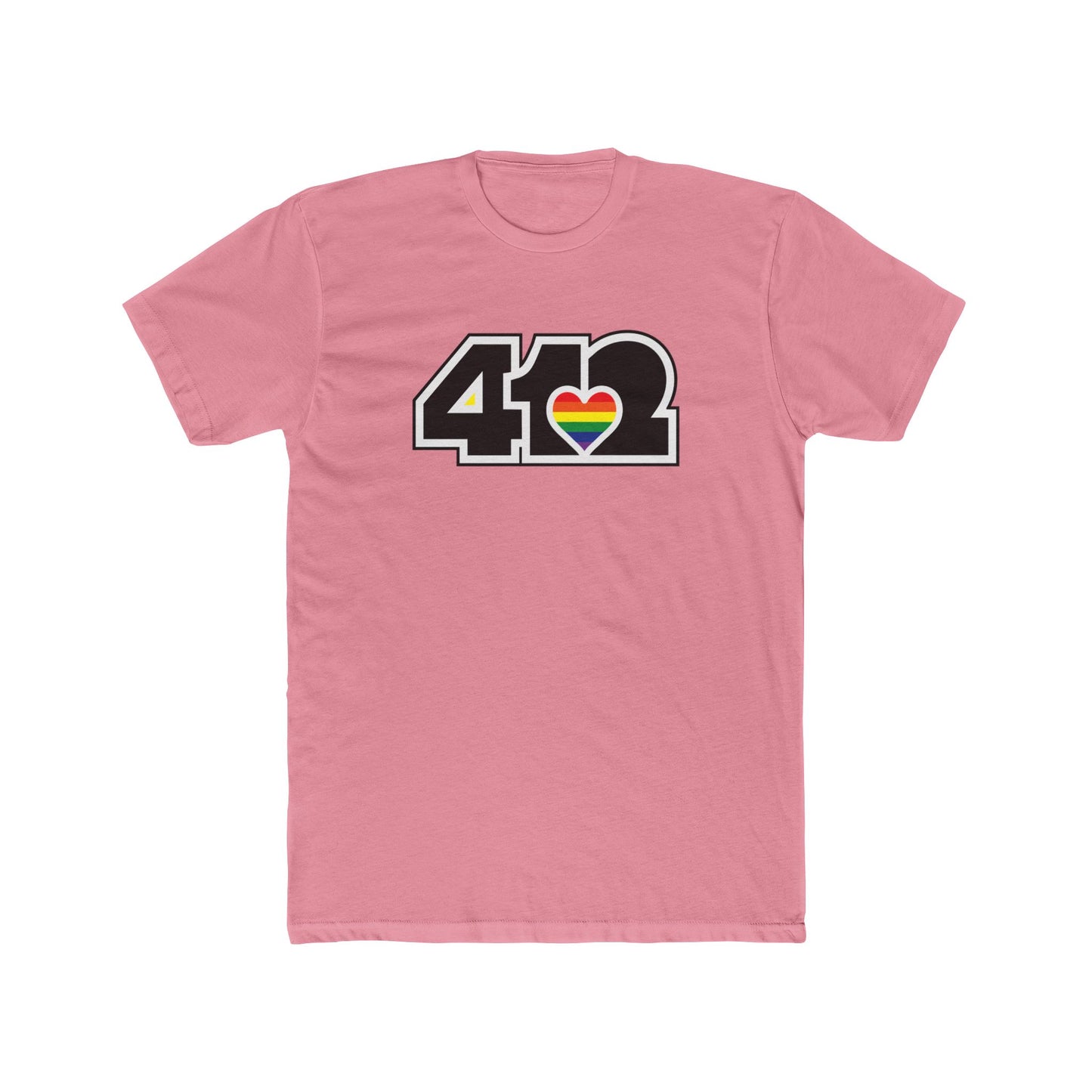 412 Contoured Fit Tee - Rainbow Heart, Black Logo