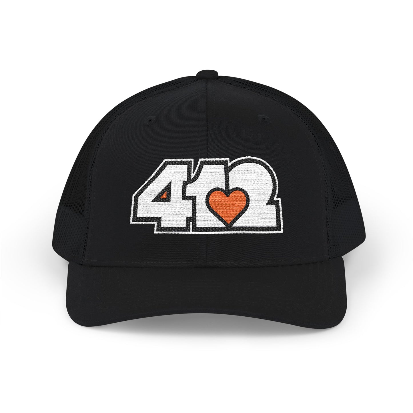 Orange Heart Embroidered Snapback Cap