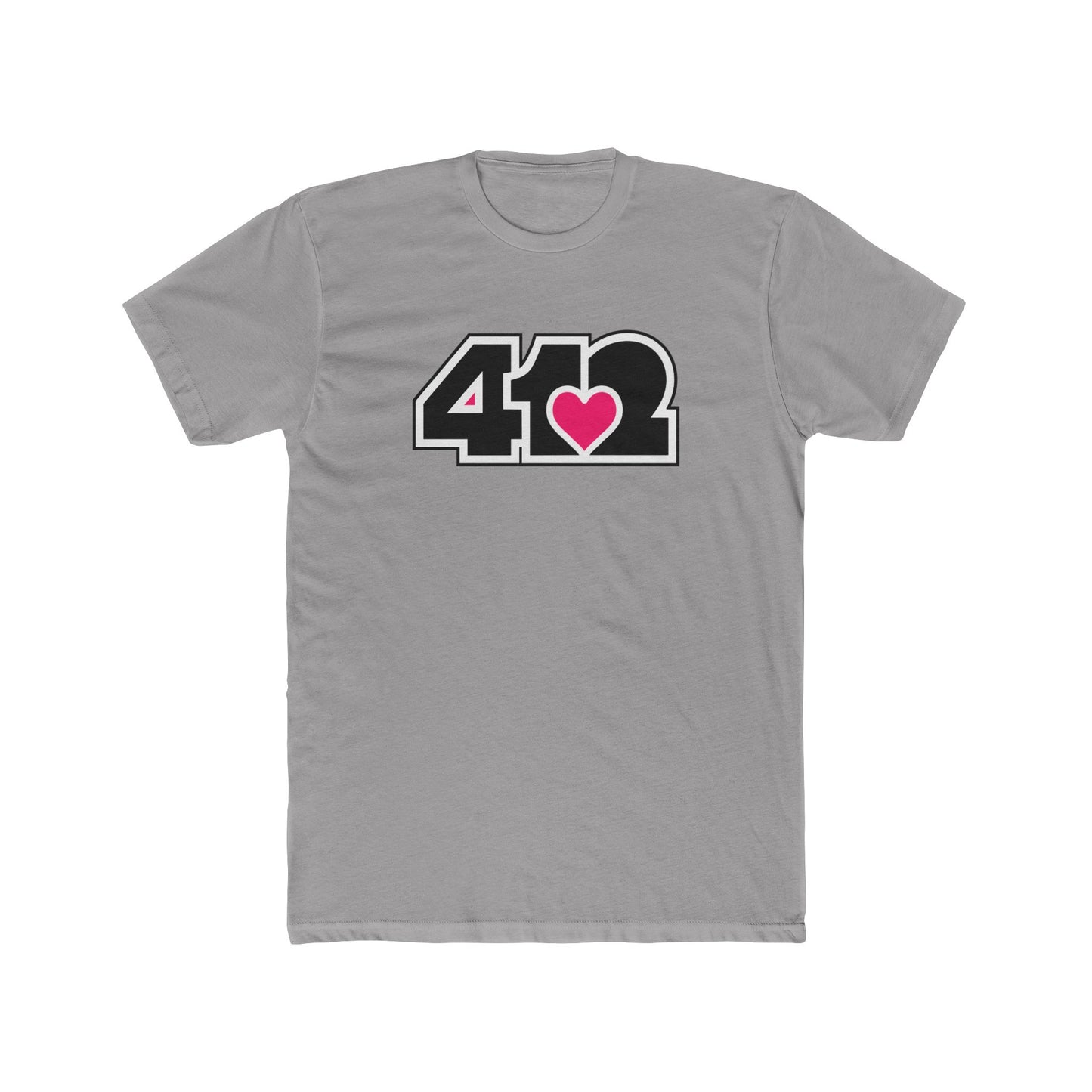 412 Contoured Fit Tee - Pink Heart, Black Logo