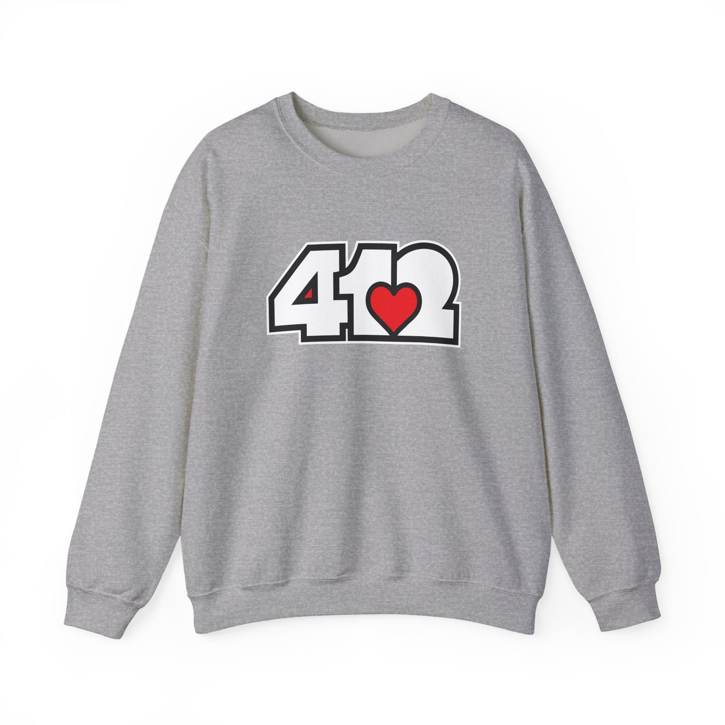 412 Crew Neck Sweatshirt - Red Heart, White Logo