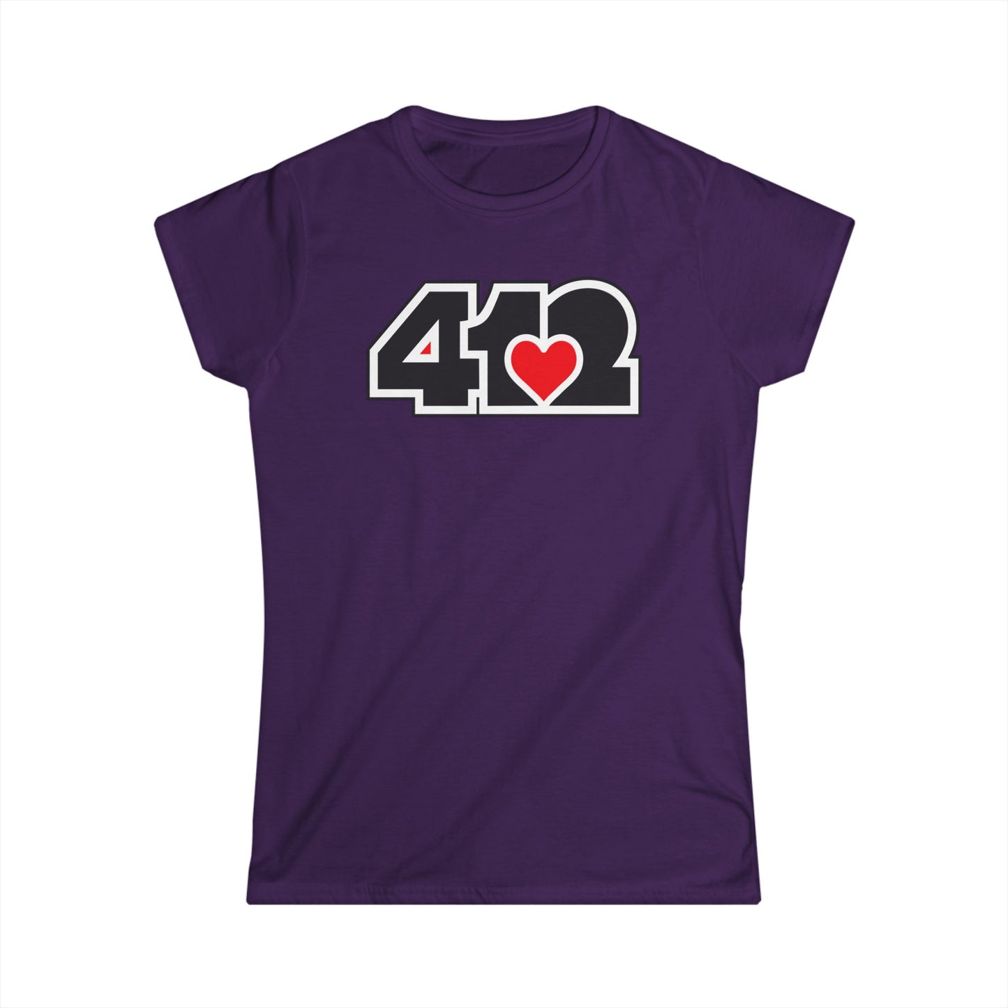 412 Women's Softstyle Tee - Red Heart, Black Logo