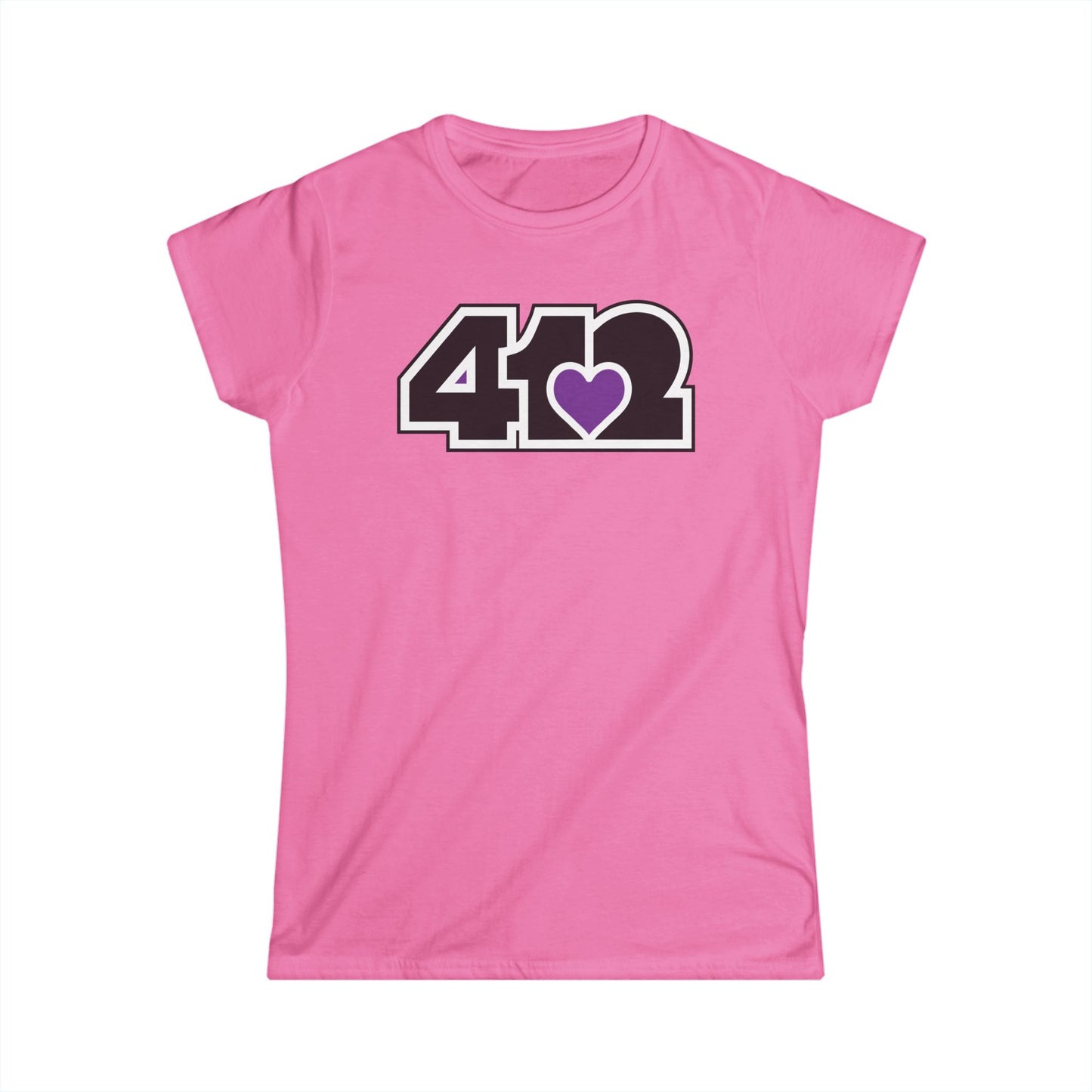 412 Women's Softstyle Tee - Purple Heart, Black Logo