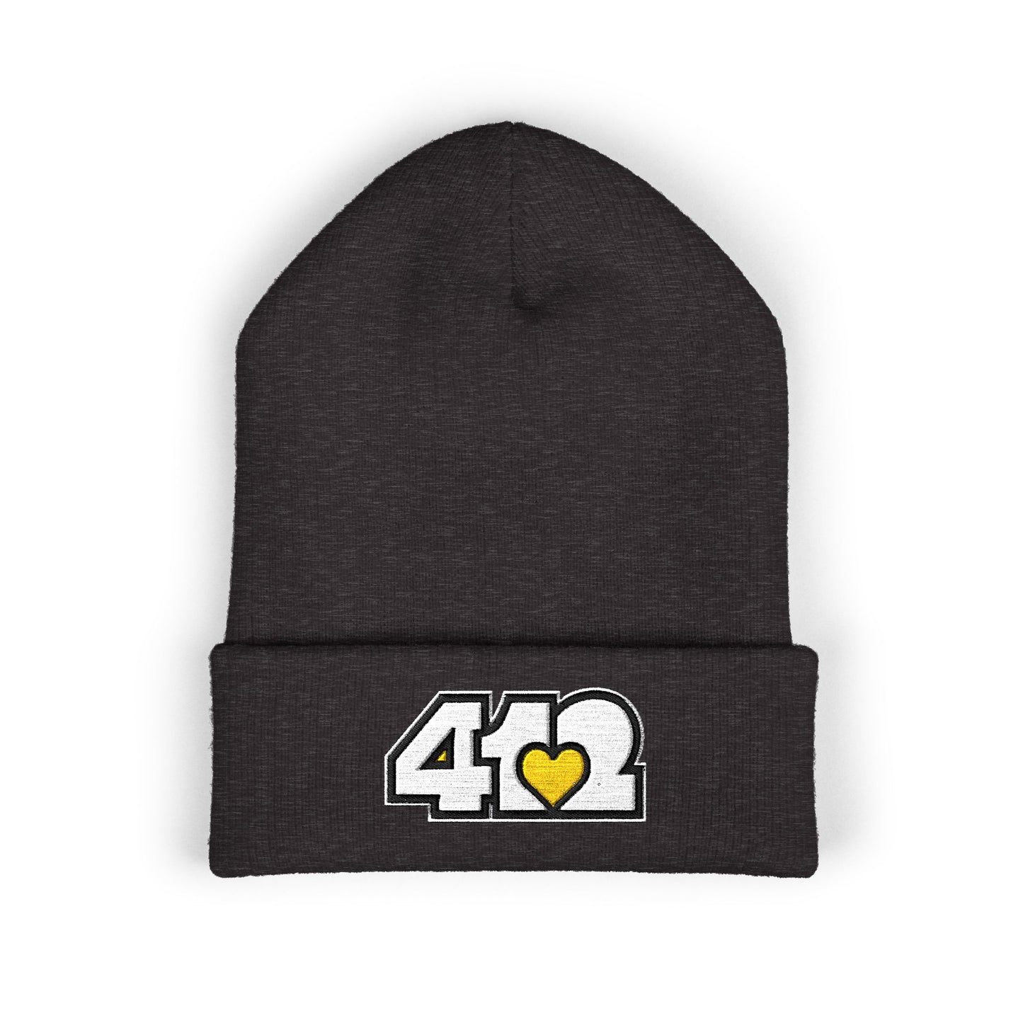 Yellow Heart Embroidered Beanie Hat