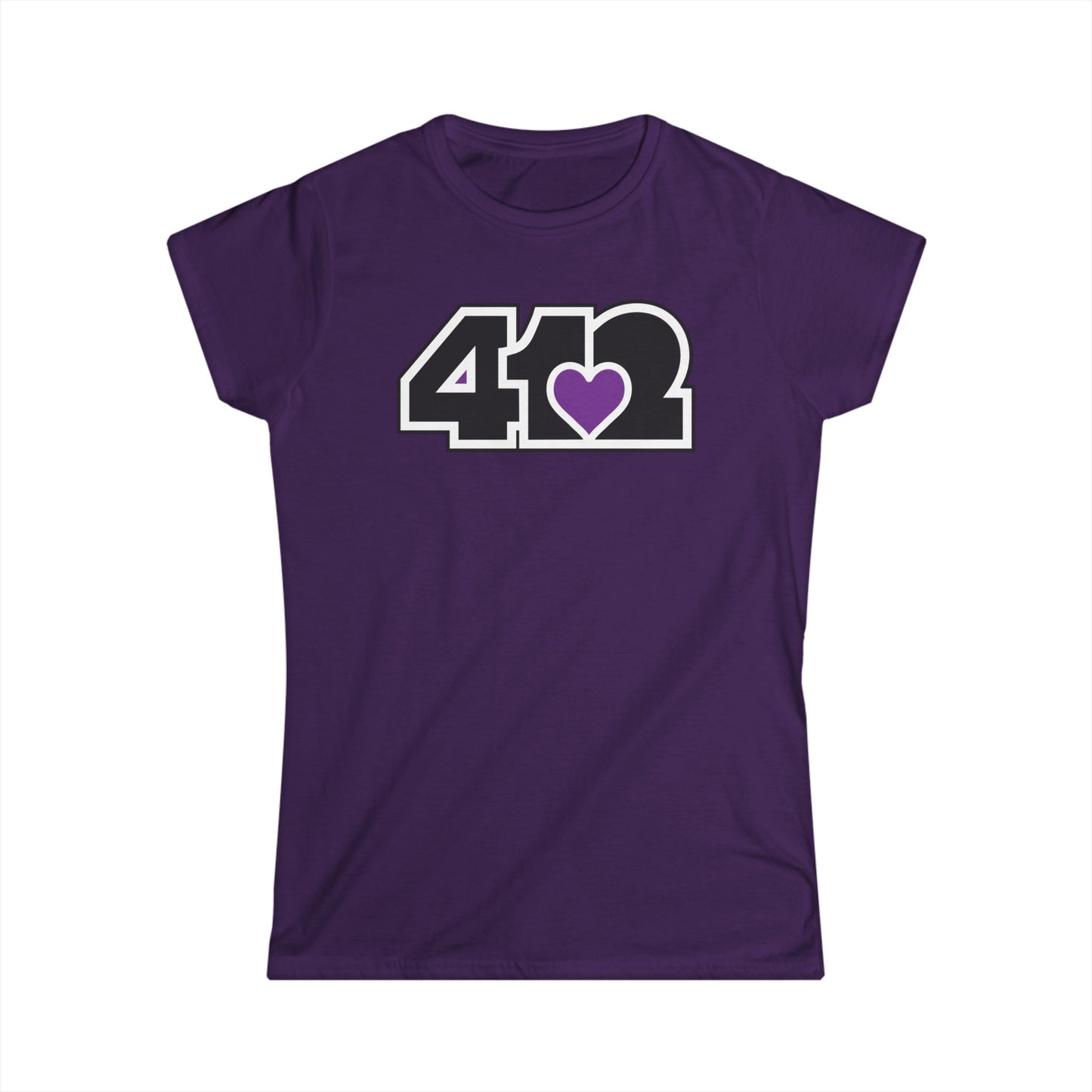 412 Women's Softstyle Tee - Purple Heart, Black Logo