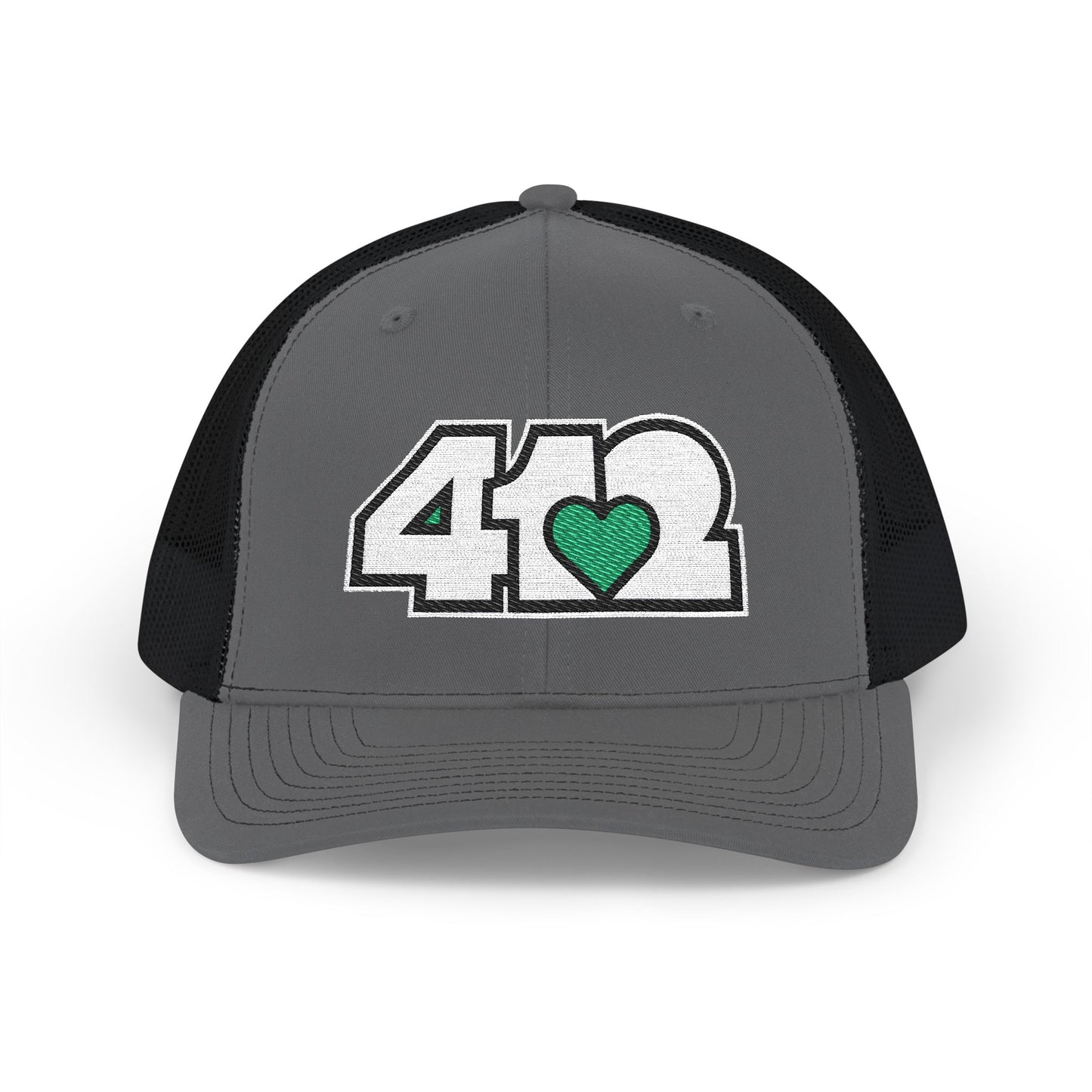 412 Snapback Crown – Embroidered Green Heart, White Logo