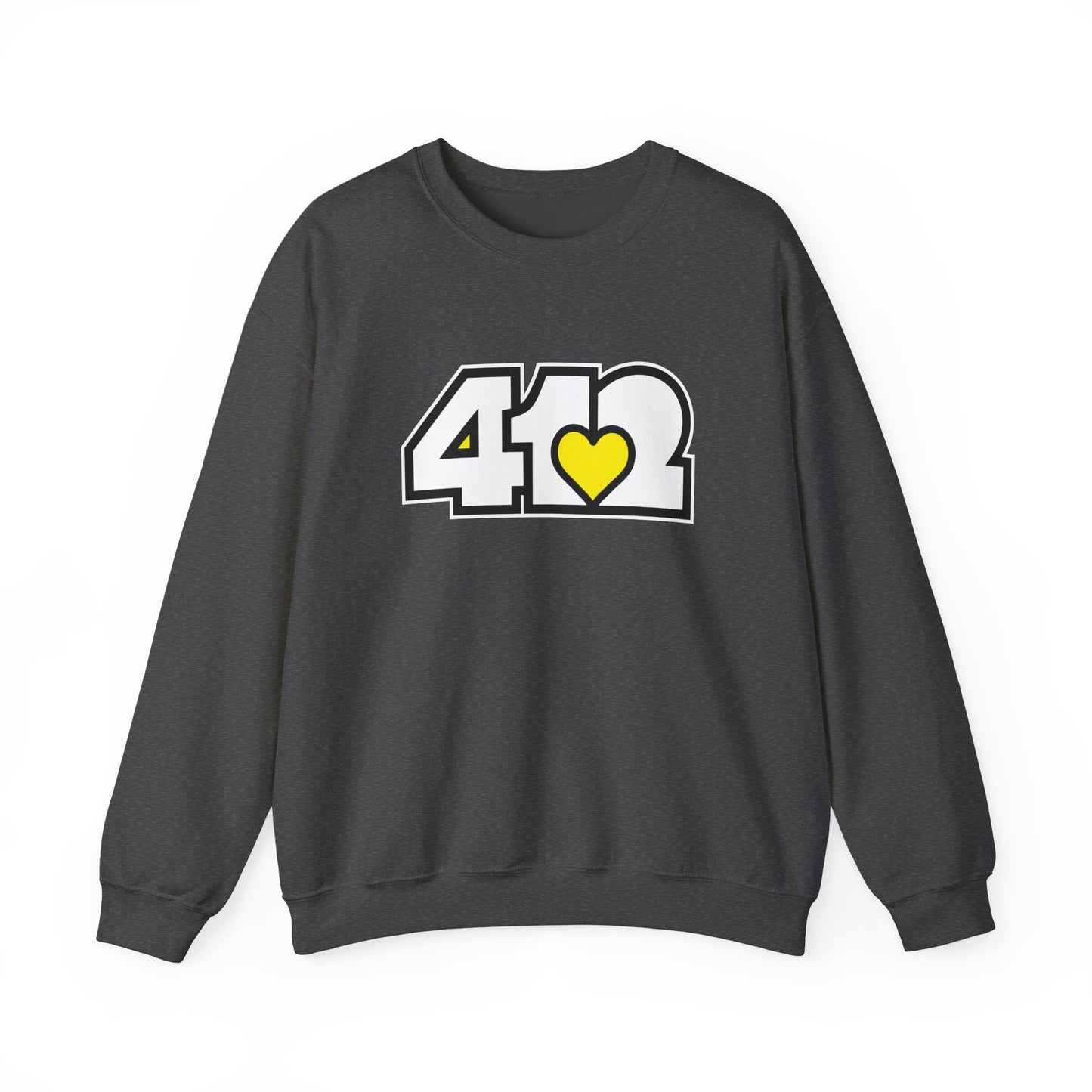 412 Crew Neck Sweatshirt - Yellow Heart, White Logo