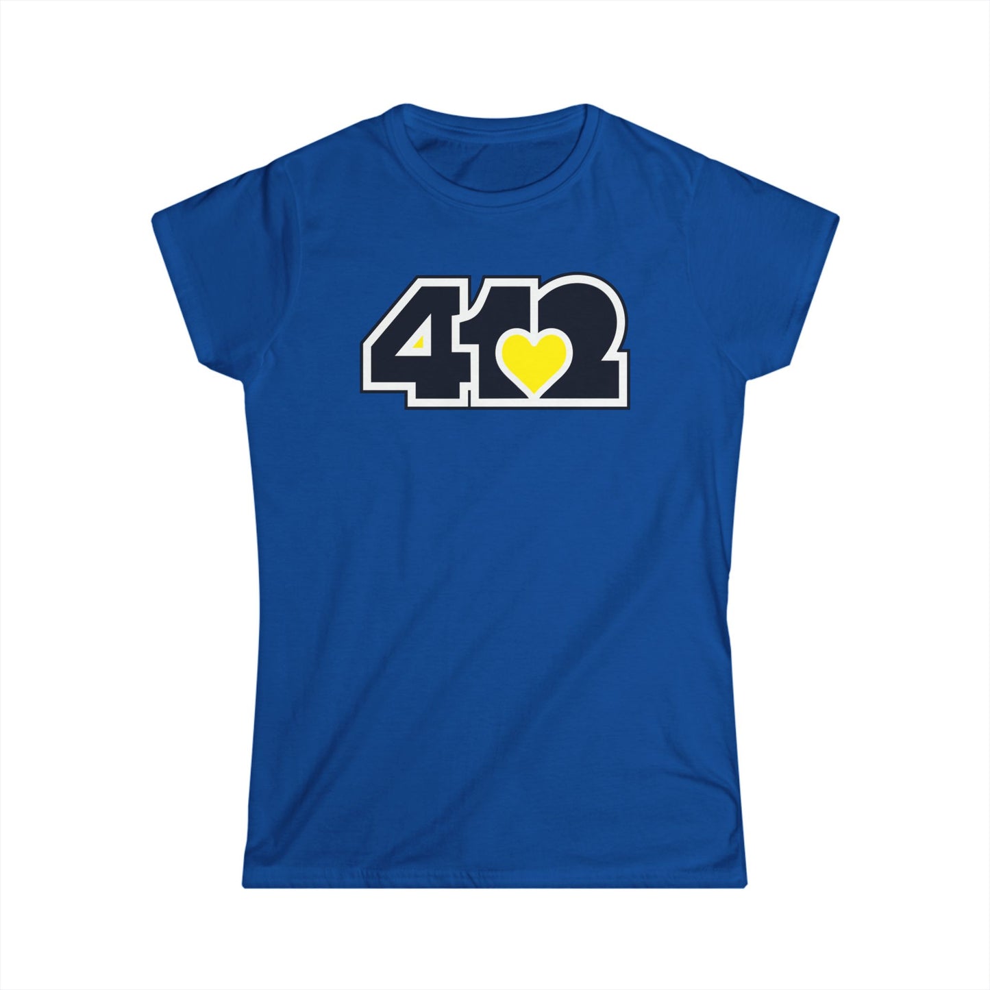 412 Women's Softstyle Tee - Yellow Heart, Black Logo