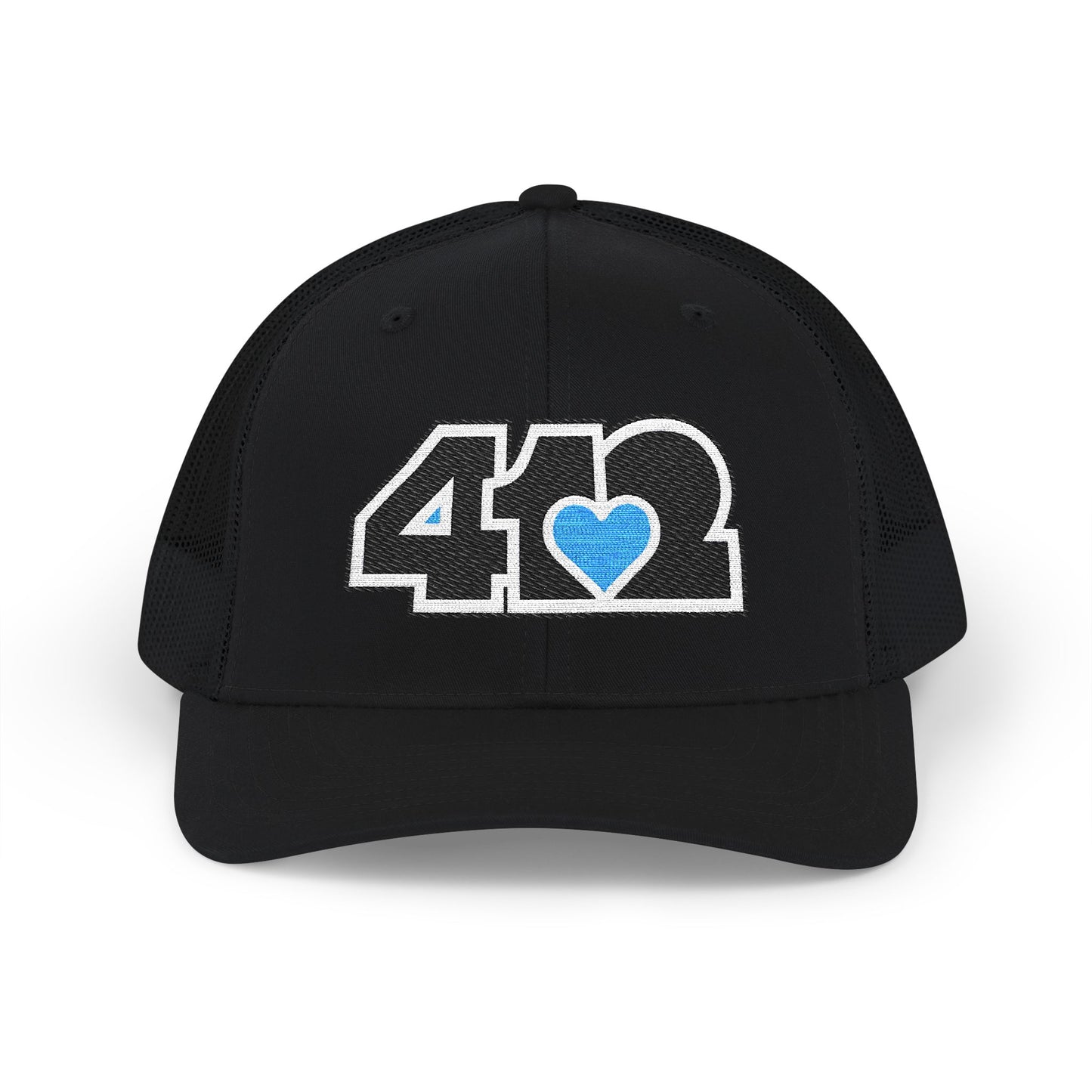412 Snapback Crown – Embroidered Blue Heart Heart, Black Logo