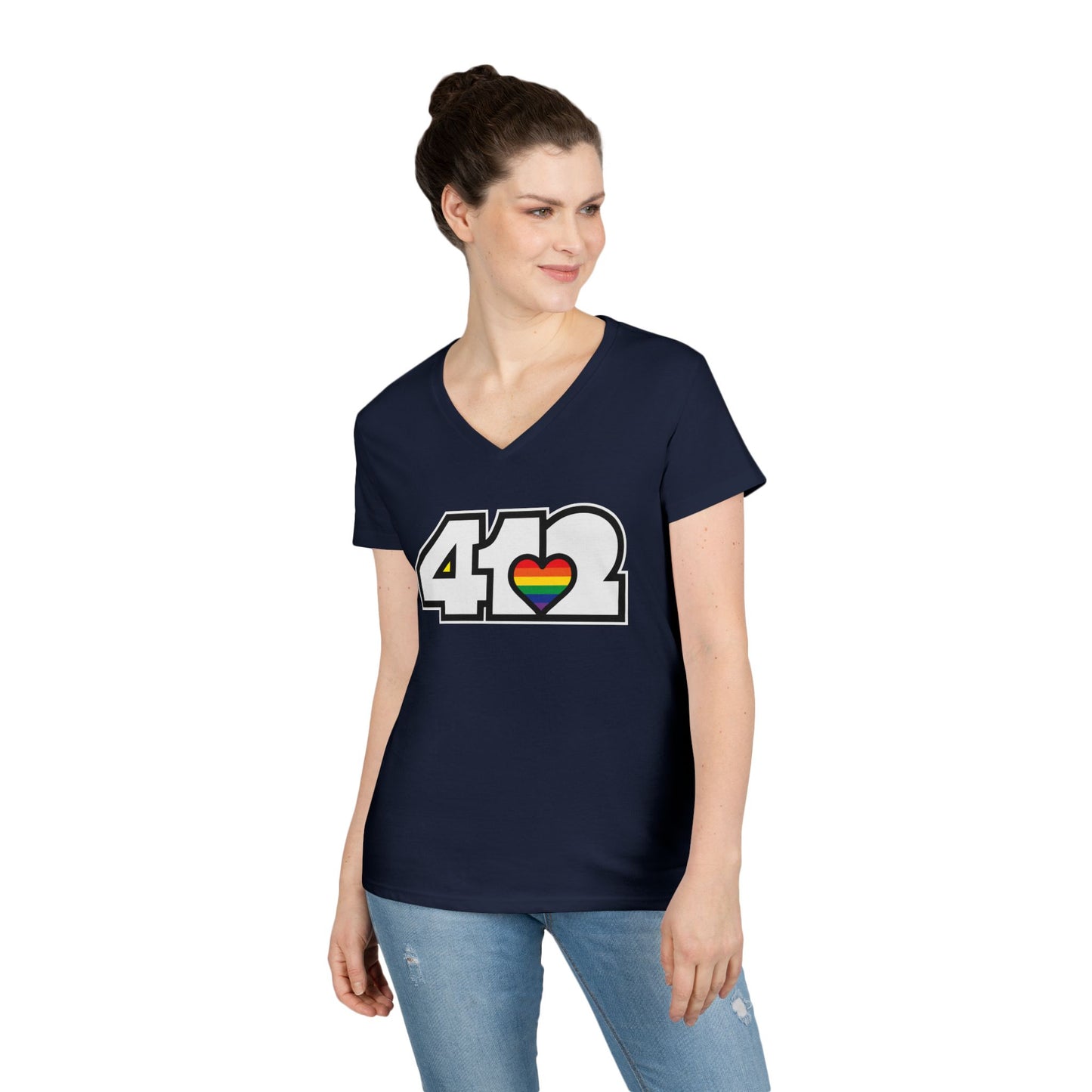 Rainbow Heart Women’s V-Neck