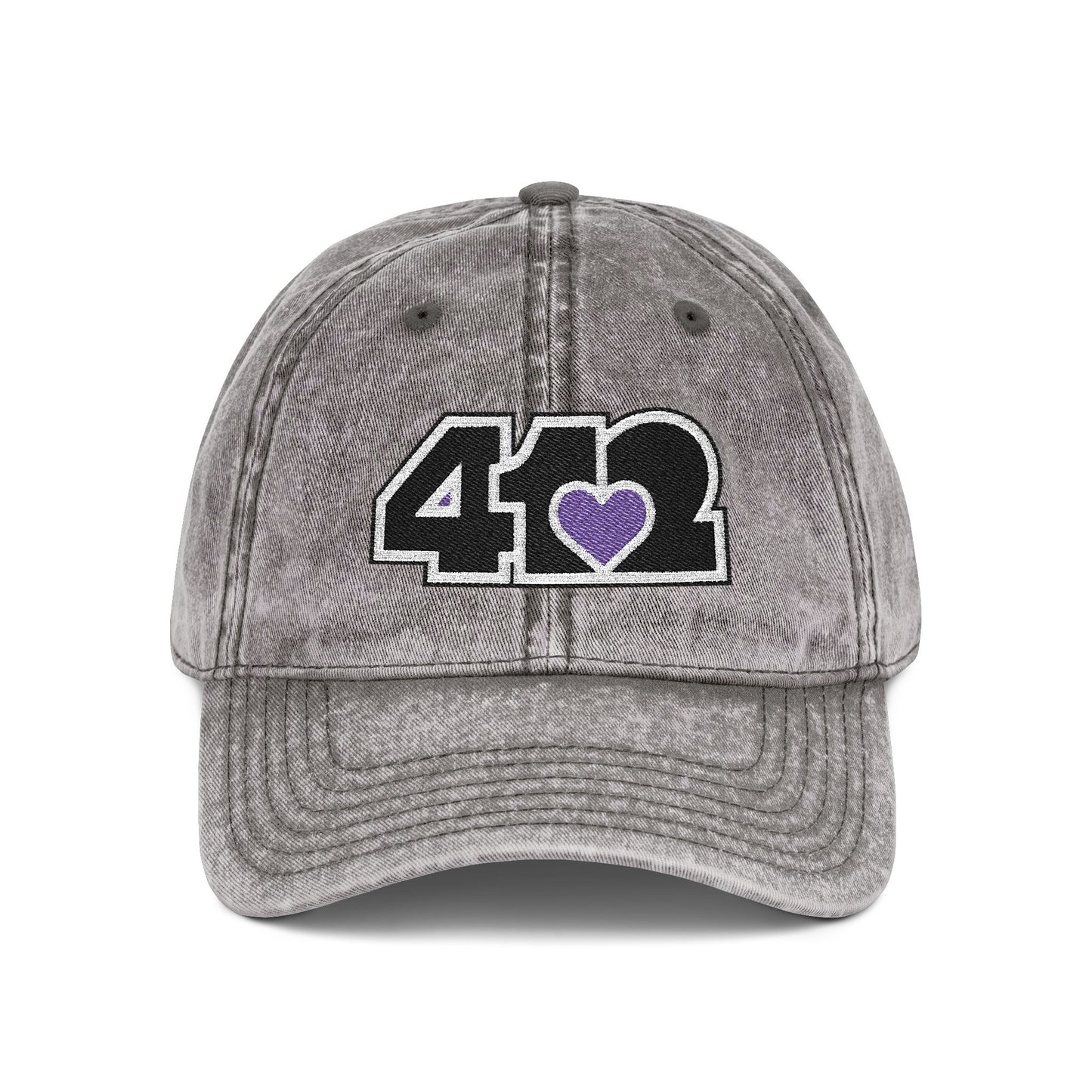 412 Vintage Crown – Embroidered Purple Heart, Black Logo