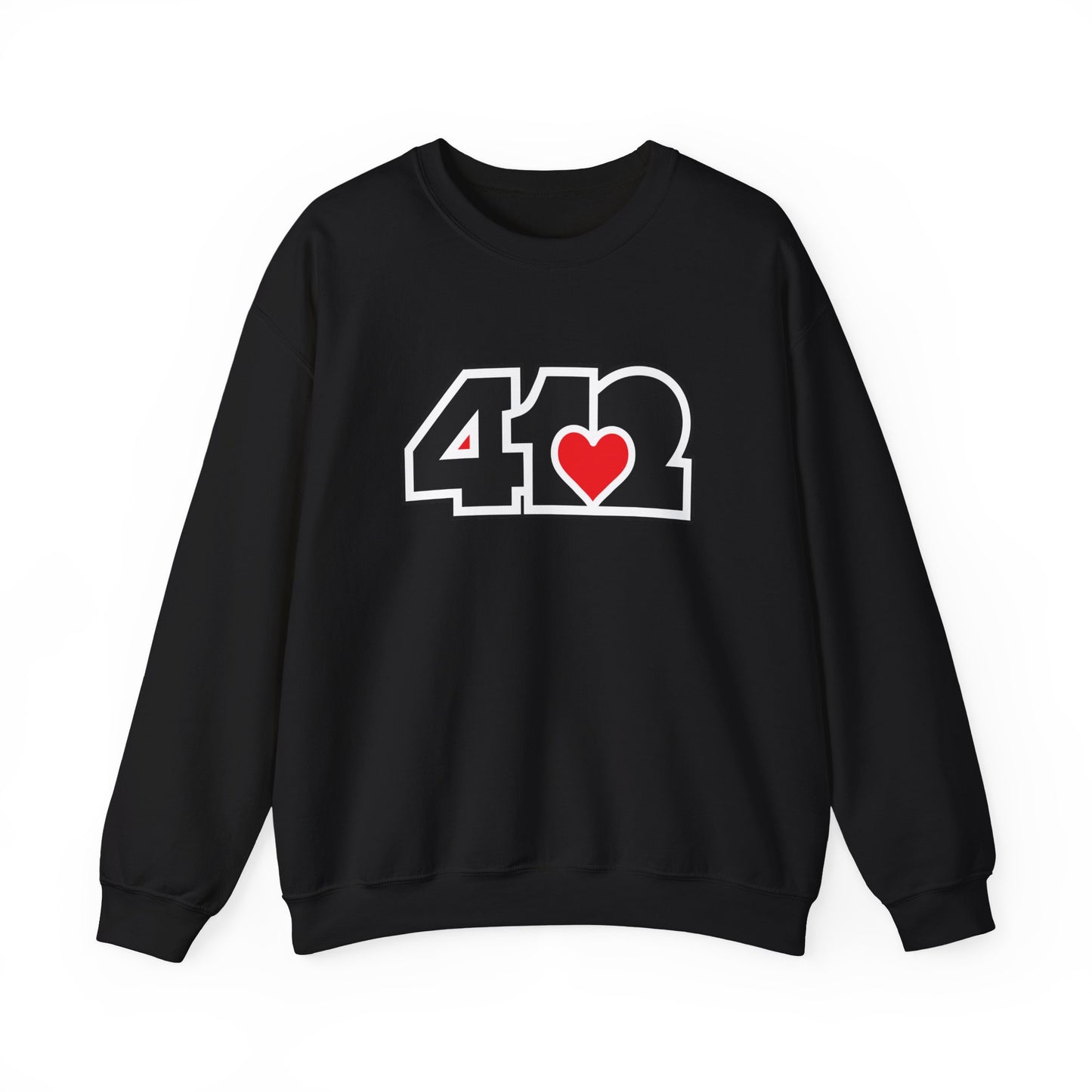 412 Crew Neck Sweatshirt - Red Heart, Black Logo