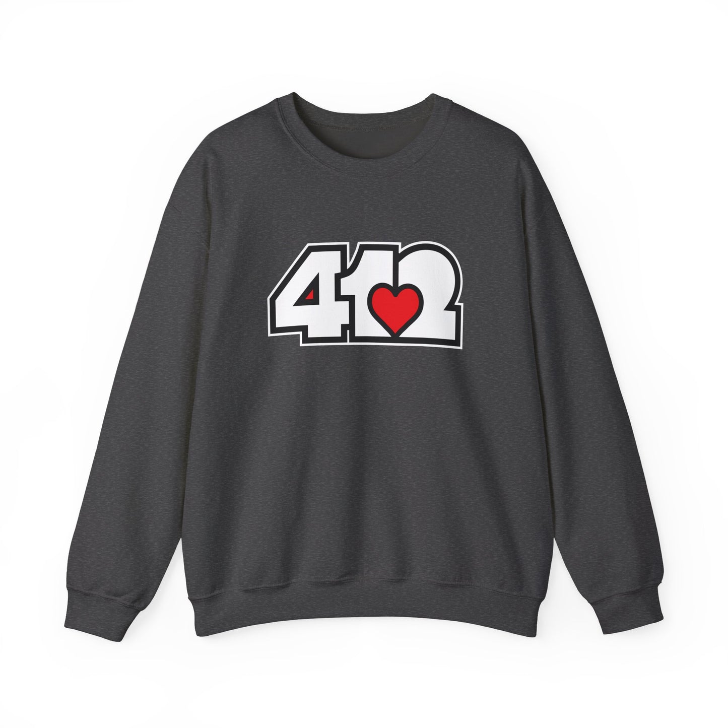 412 Crew Neck Sweatshirt - Red Heart, White Logo