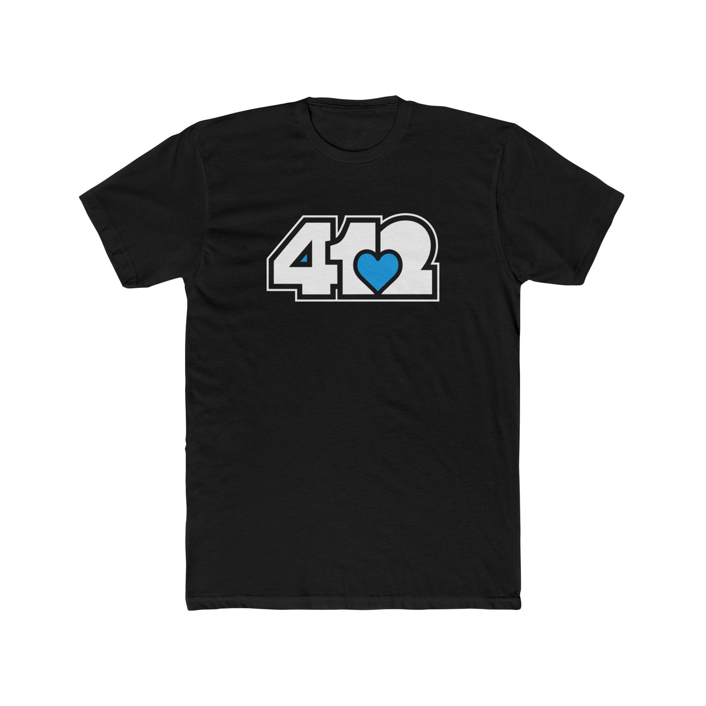 412 Contoured Fit Tee - Blue Heart, White Logo