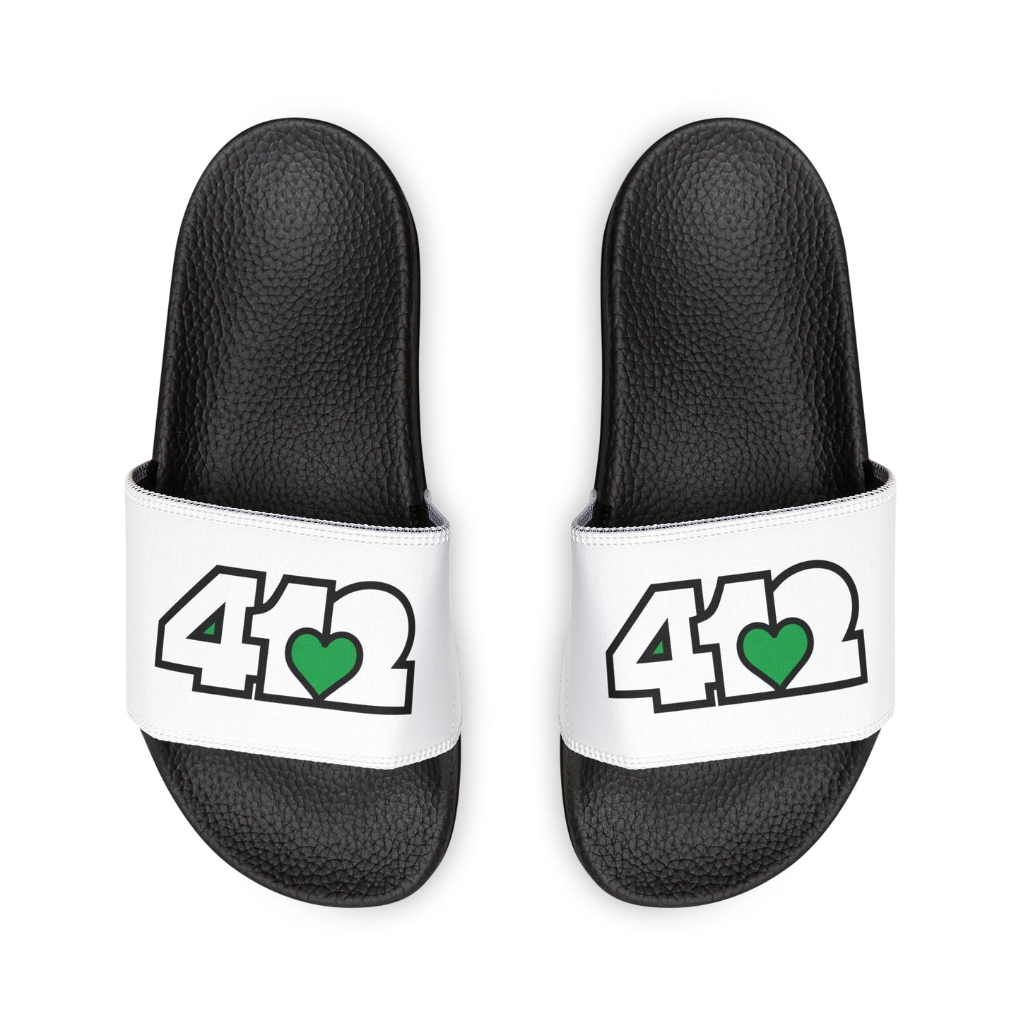 412 Men's Slides - Green Heart, White Logo