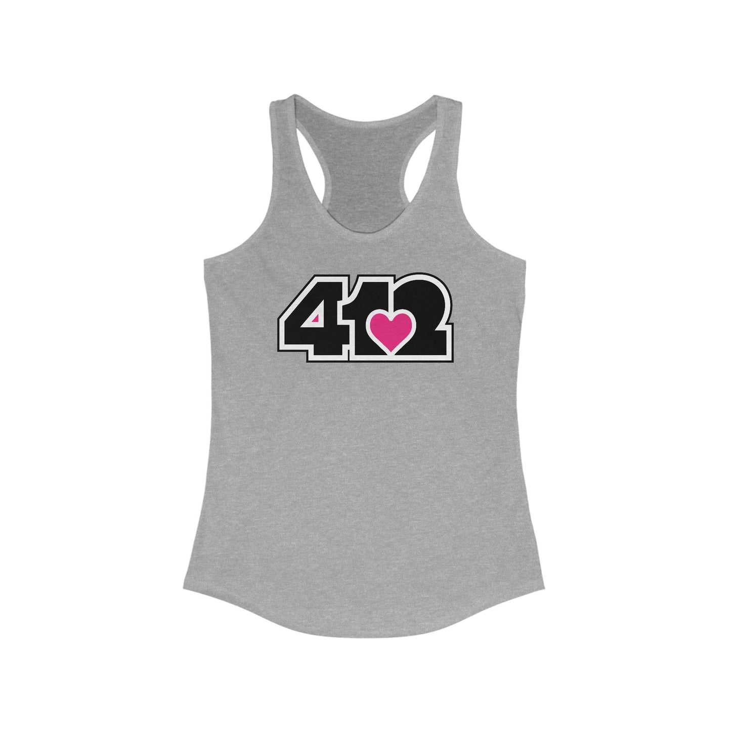 412 Women's Racerback Tank Top - Pink Heart, Black Logo