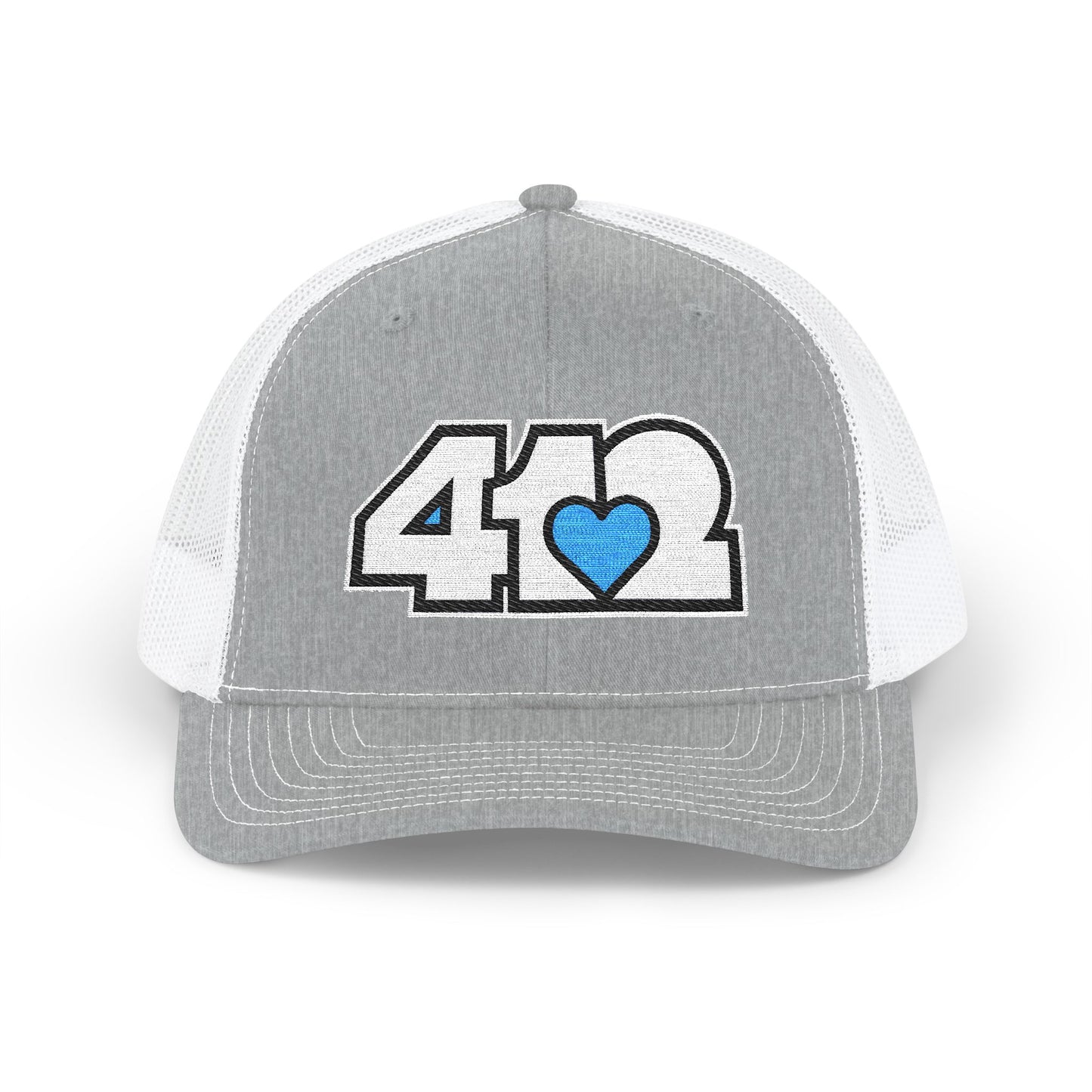 412 Snapback Crown – Embroidered Blue Heart, White Logo