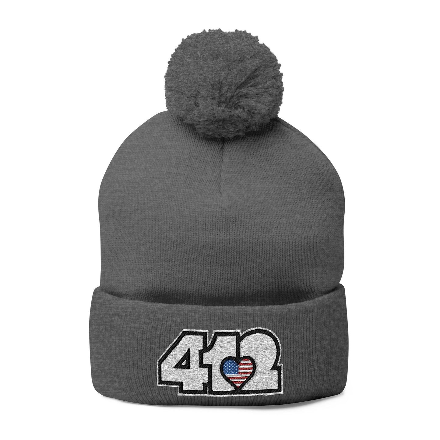412 Bobble Crown - Embroidered Stars & Stripes Heart, White Logo