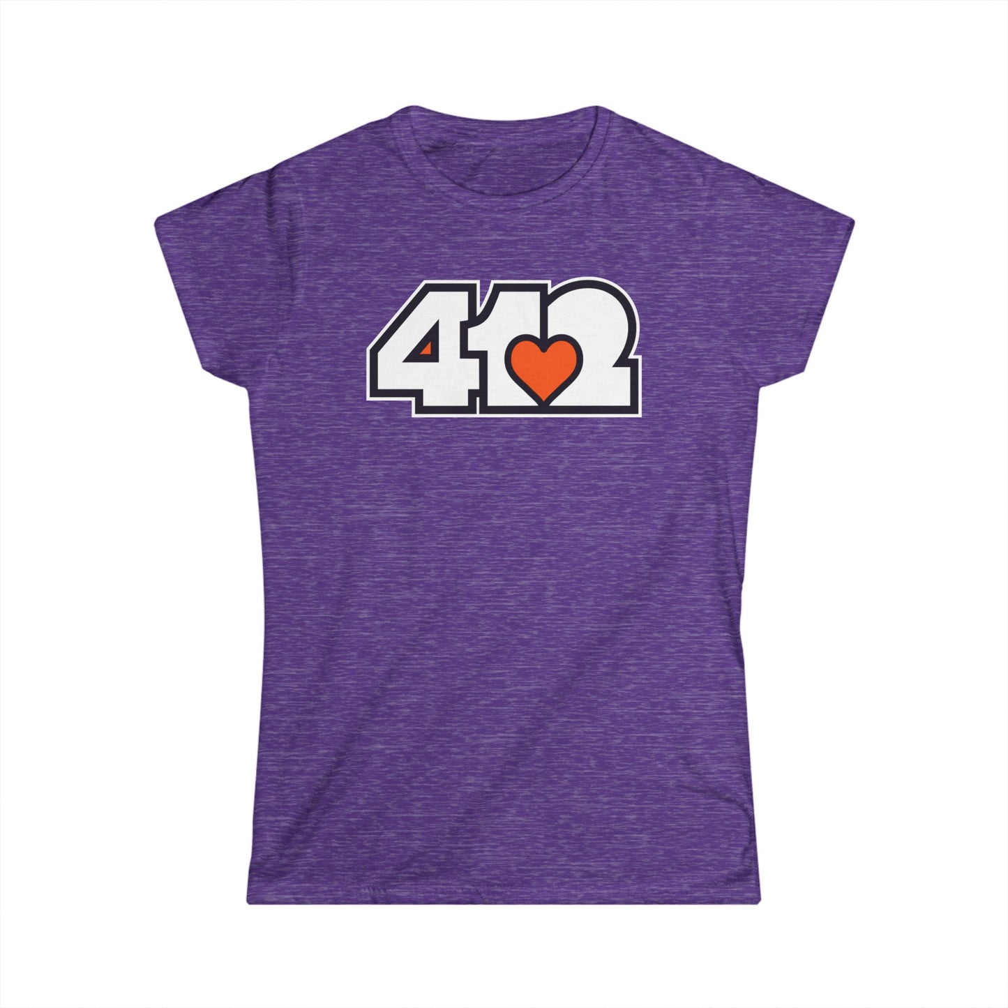 412 Women's Softstyle Tee - Orange Heart, White Logo
