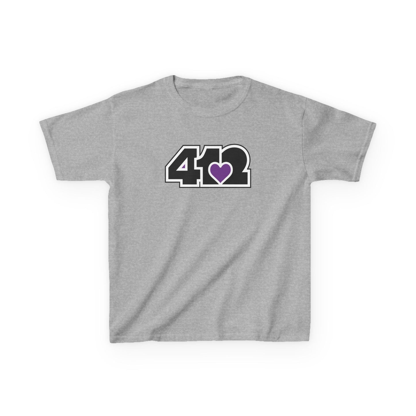 412 Kids Cotton Tee - Purple Heart, Black Logo