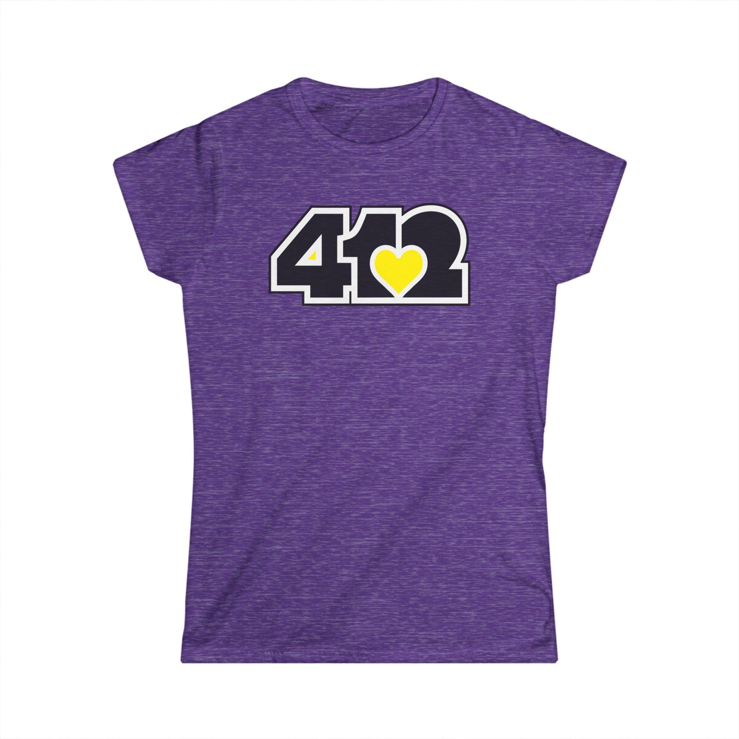 412 Women's Softstyle Tee - Yellow Heart, Black Logo