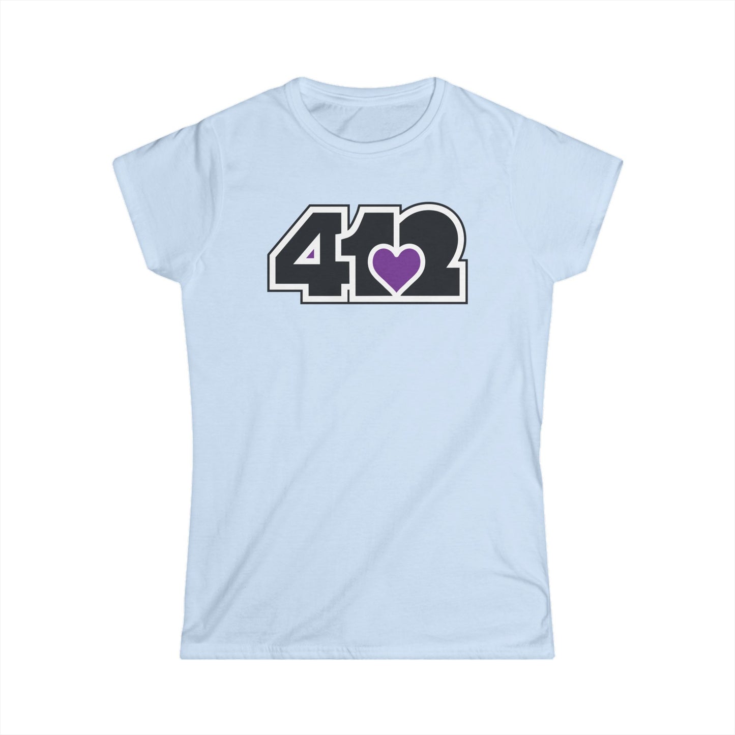 412 Women's Softstyle Tee - Purple Heart, Black Logo