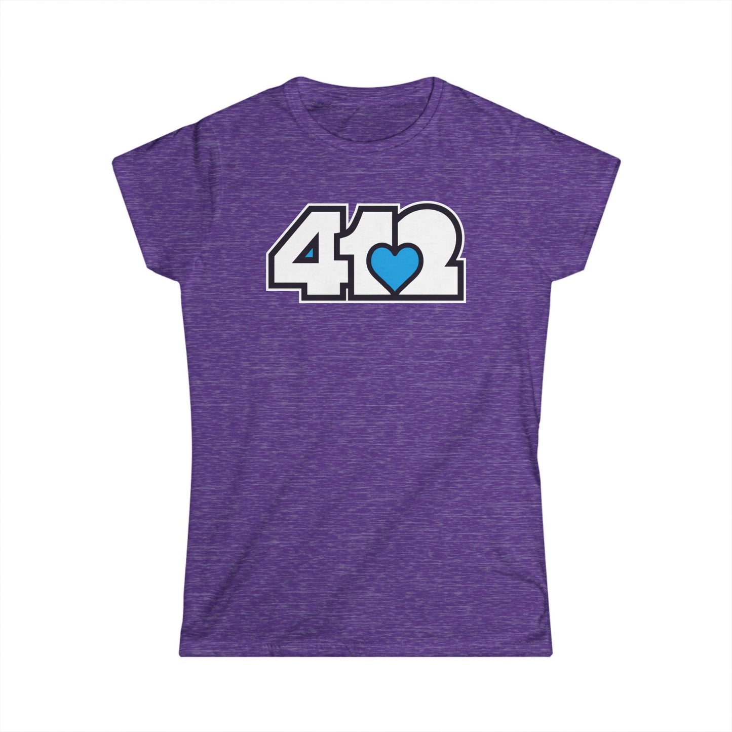 412 Women's Softstyle Tee - Blue Heart, White Logo