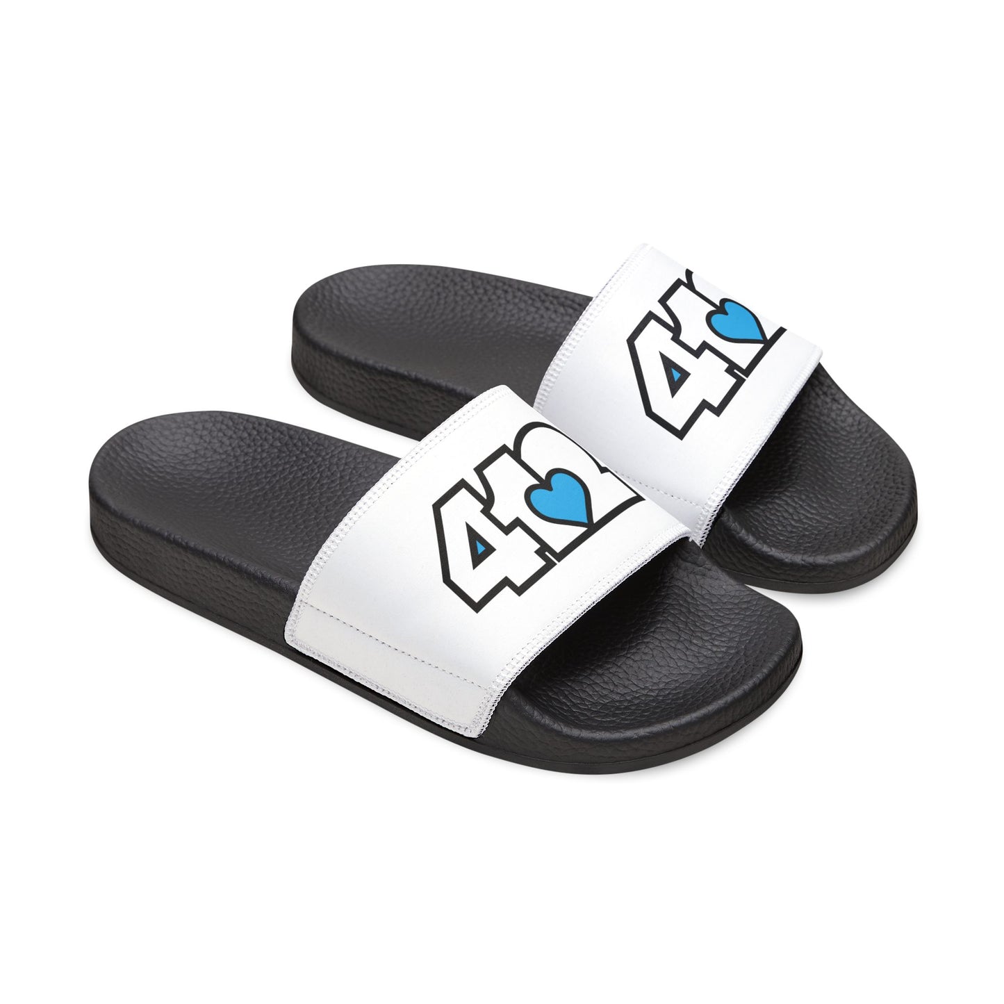 412 Men's Slides - Blue Heart, White Logo