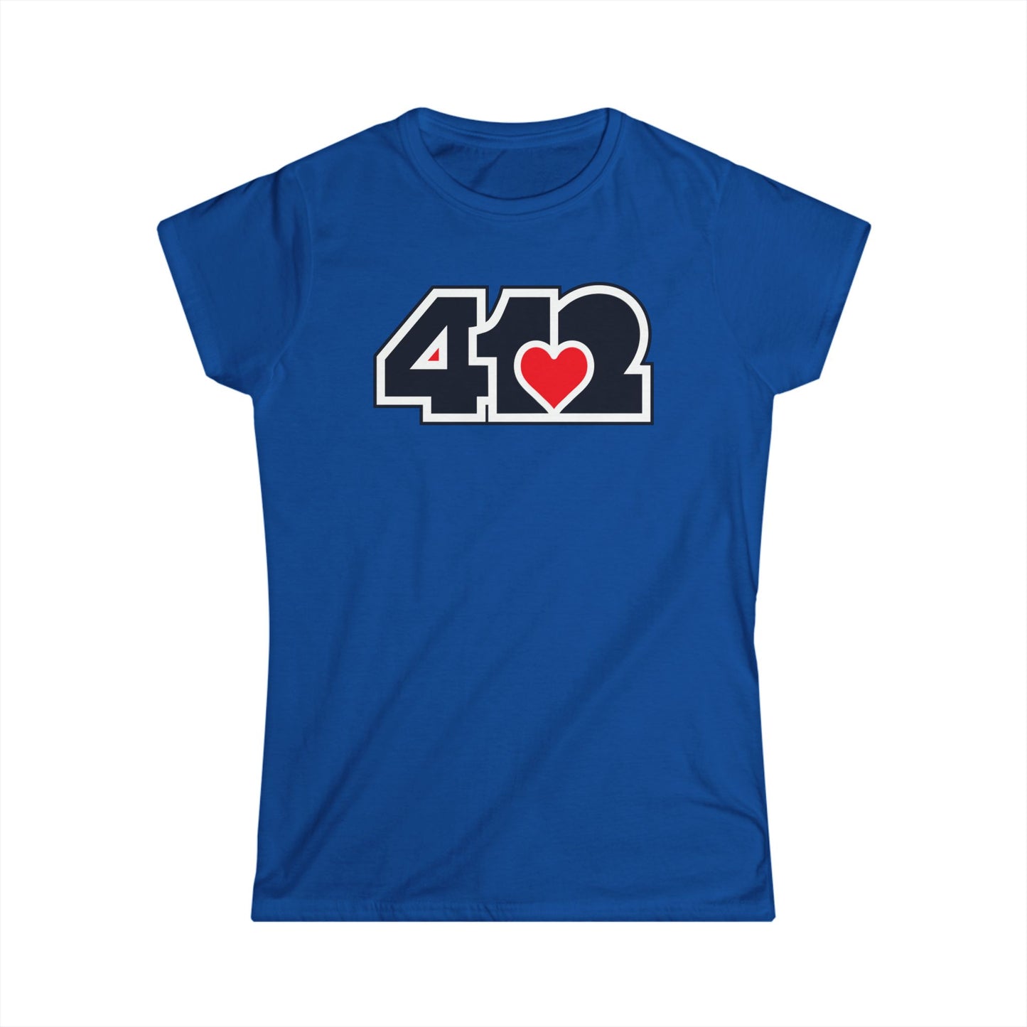 412 Women's Softstyle Tee - Red Heart, Black Logo