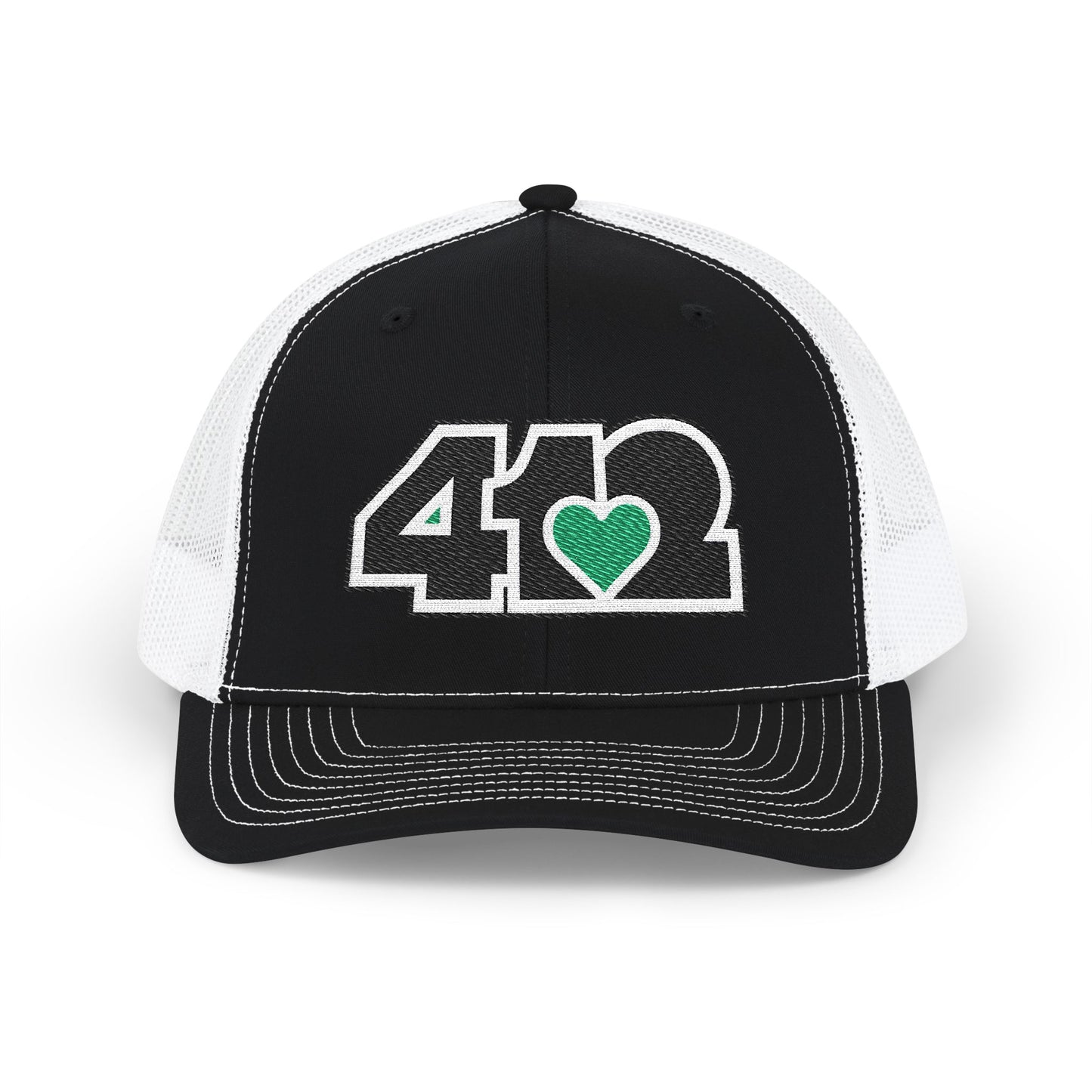 412 Snapback Crown – Embroidered Green Heart, Black Logo