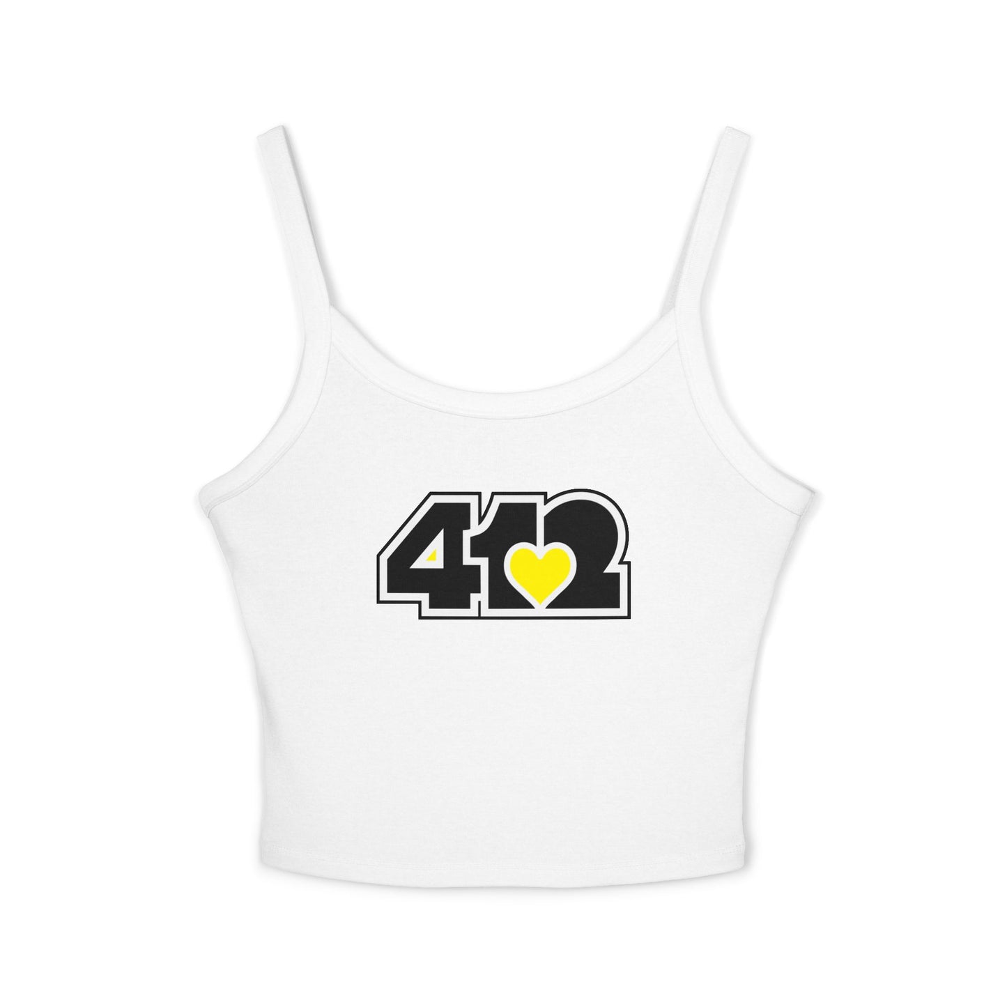 412 Women’s Camisole – Yellow Heart, Black Logo
